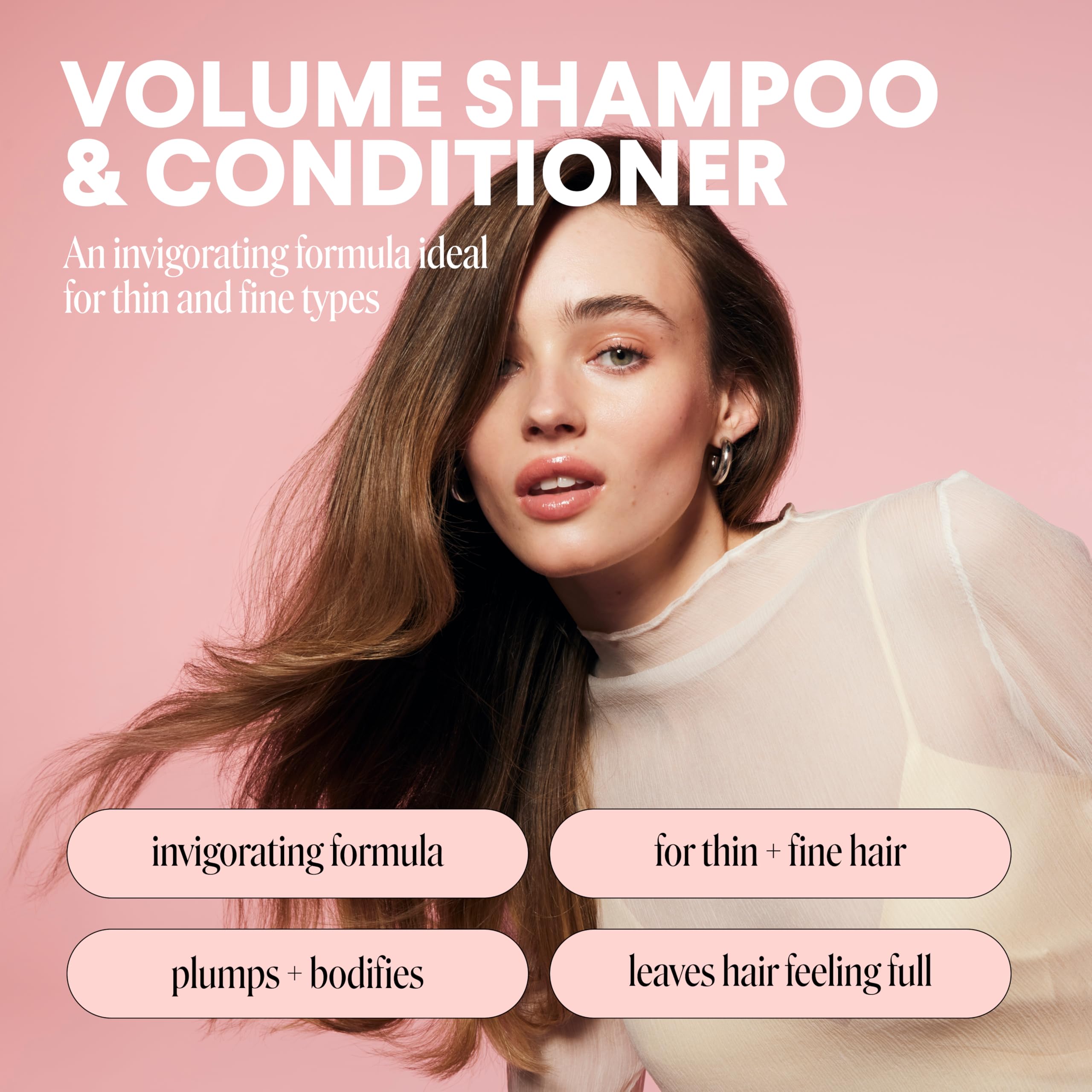 MONDAY HAIRCARE Volume Shampoo & Conditioner Set, 12oz Each, for Thin & Oily Hair, 100% Recyclable Bottles, Pink