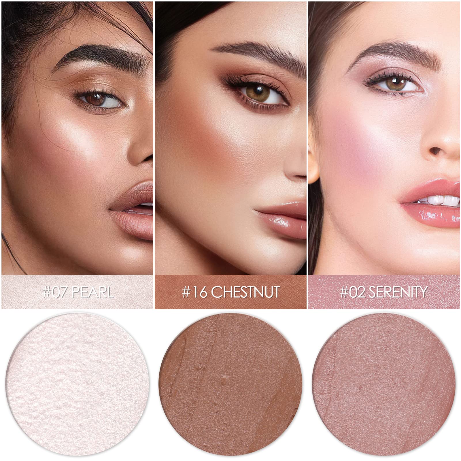 Falocutus 3 Pcs Universal Contour Stick Set,Cream Blush & Highlighter Bronzer Pen,Long Lasting & Smooth Natural Face Contouring