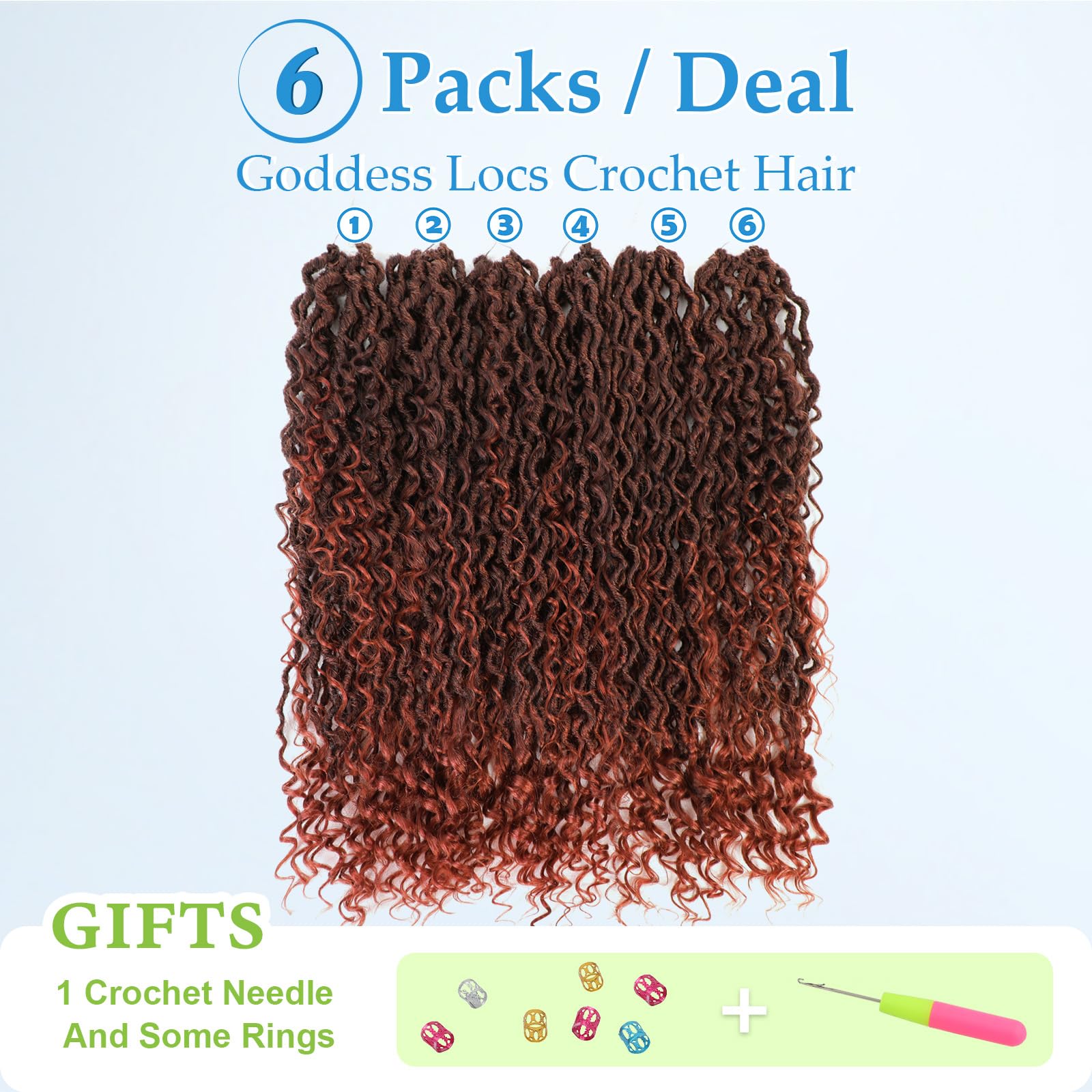 Forevery Faux Locs Crochet Hair 18 Inch Goddess Locs Crochet Hair 6 Packs Prelooped Crochet Hair For Black Women, Crochet Locs W
