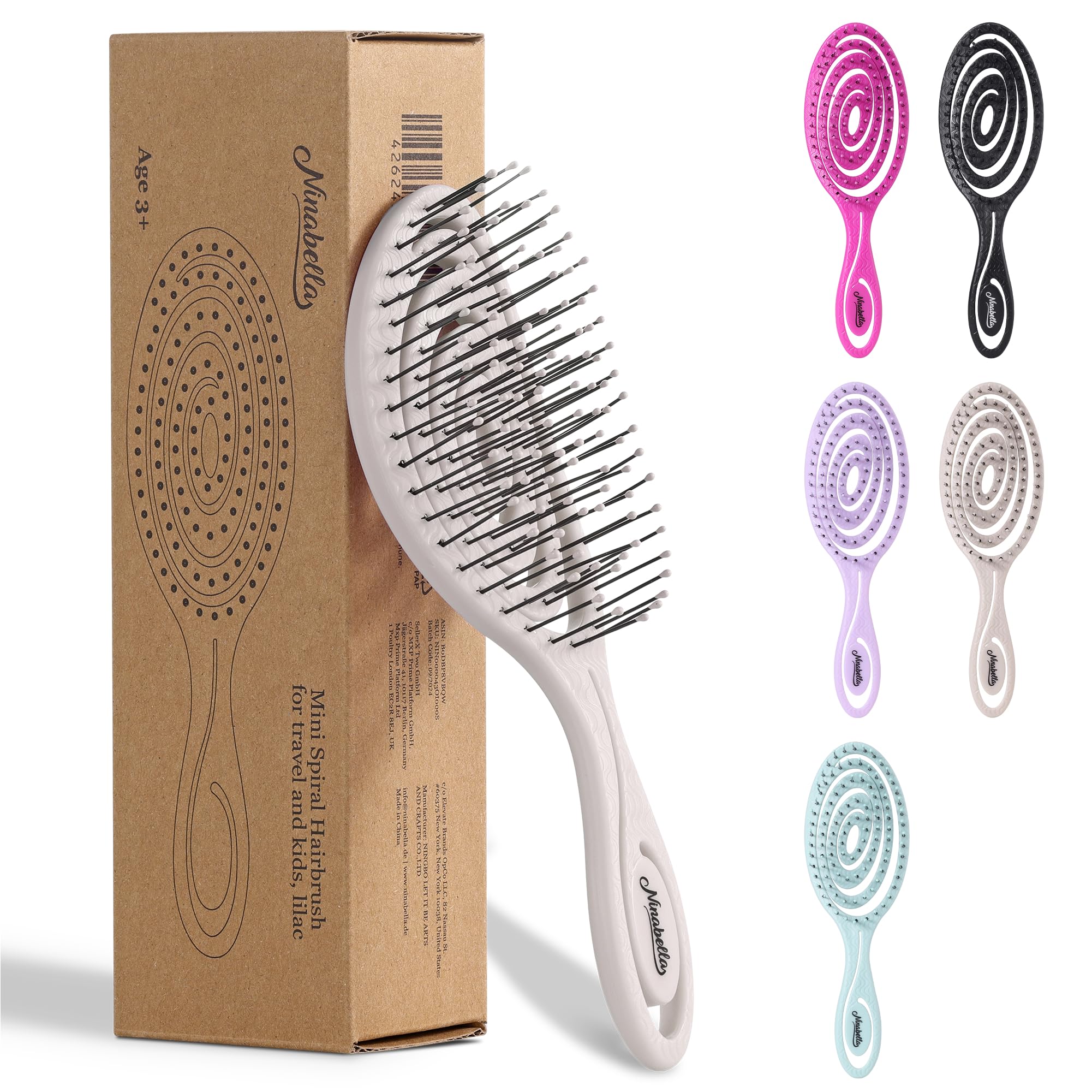 Ninabella Mini Spiral Wet Brush - Wet Hair Brush Detangler For Women - Pro Shower Wetbrush For Curly Or Thick Hair - Vent Brush