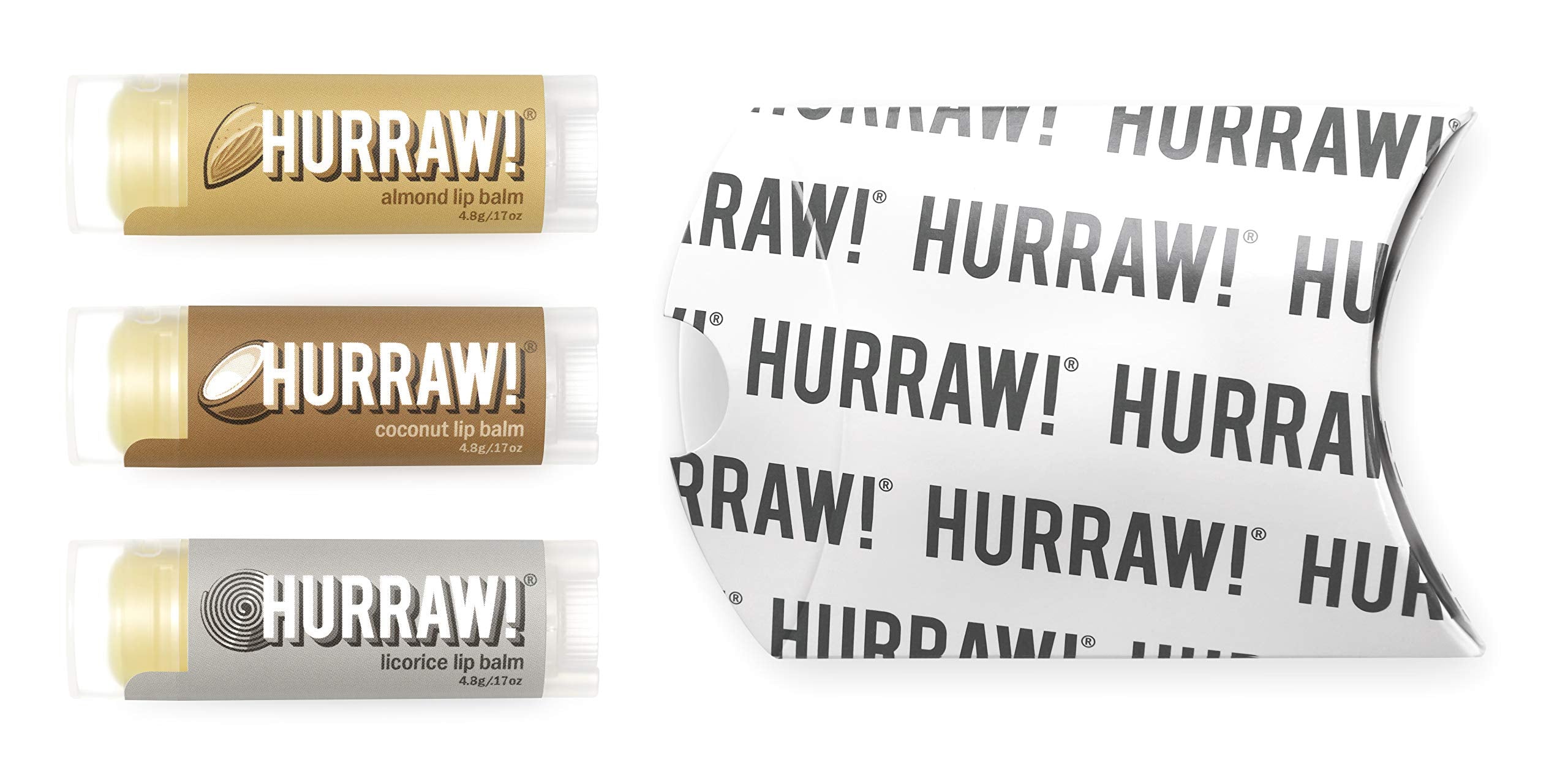 Hurraw! Almond, Coconut, Licorice Lip Balms, 3 Pack Bundle: Organic, Certified Vegan, Cruelty And Gluten Free. Non-Gmo, 100% Nat