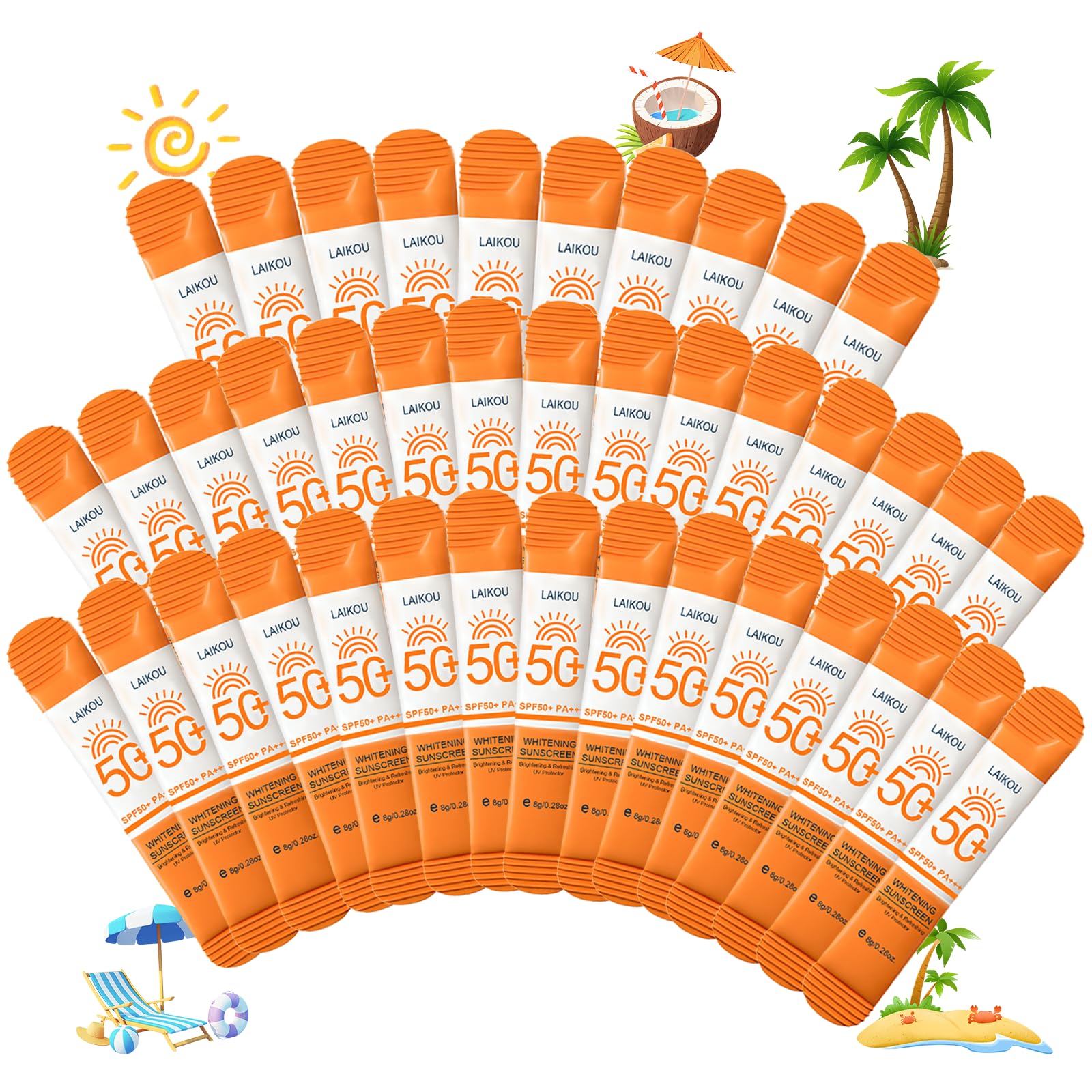 40 Pack Travel Size Sunscreen SPF50+ PA+++ - Mini Sunscreen Bulk for Face & Body, Lightweight & Non-Greasy, Water-Resistant Suns