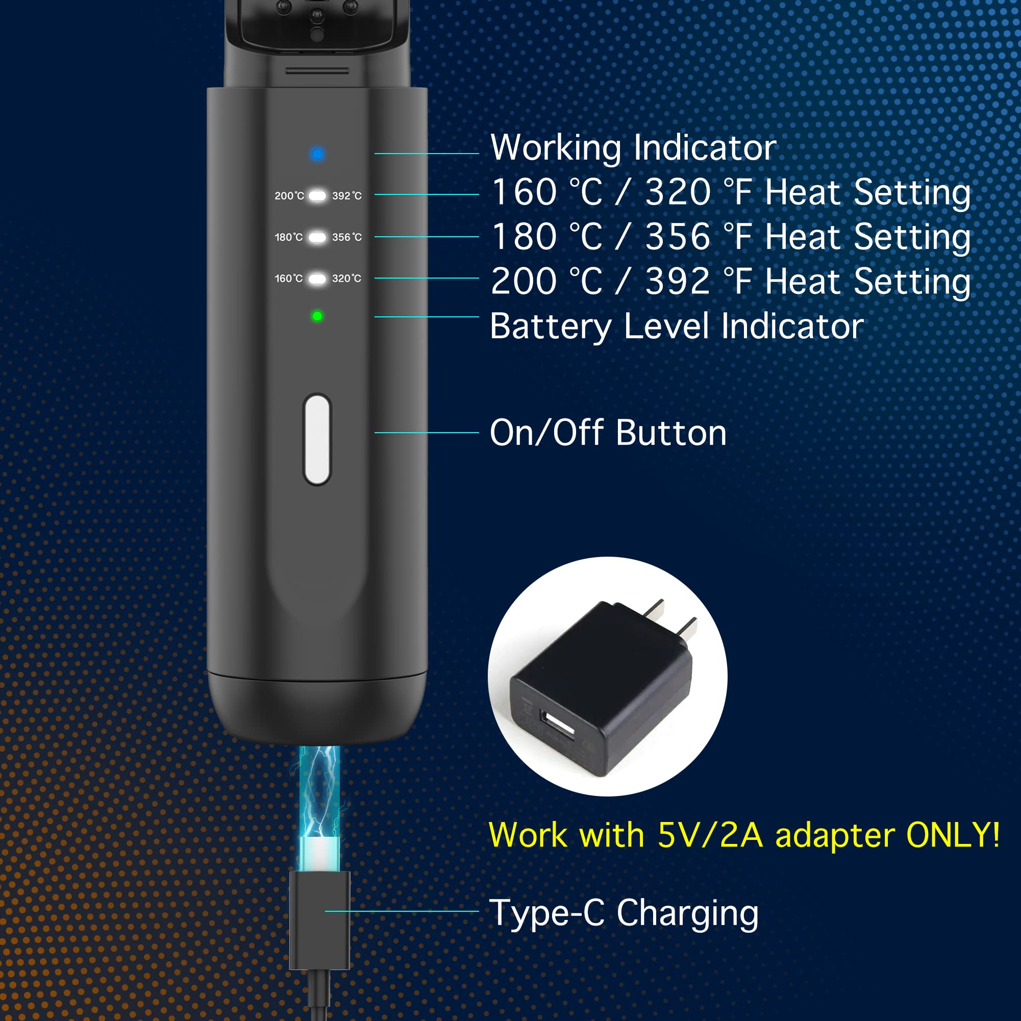 VIKICON Beard Straightening Heat Brush for Men, Cordless, Anti-Scald, Portable, Black - Perfect Valentine's Day Gift