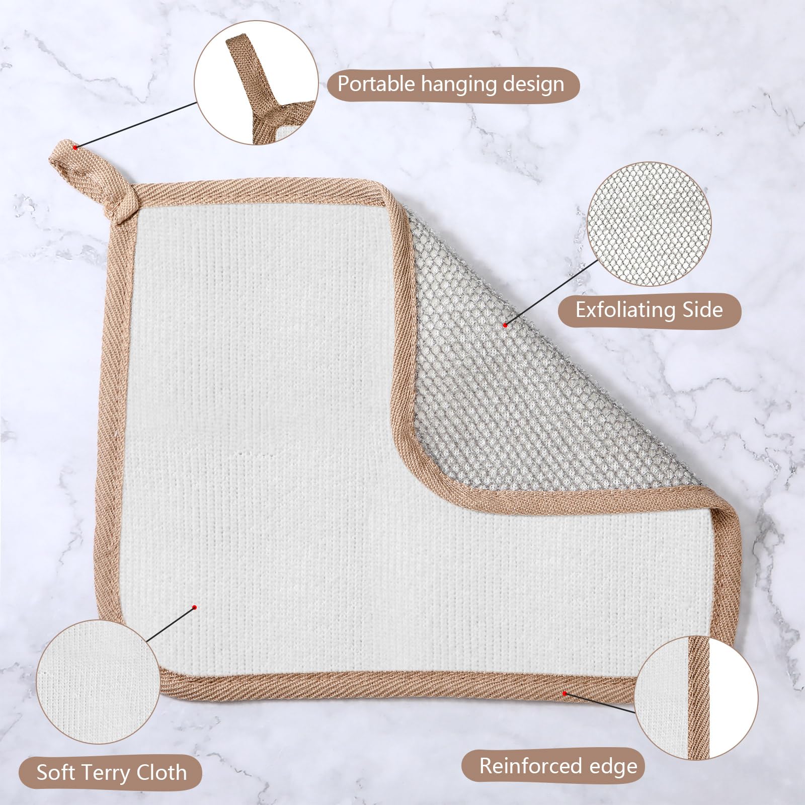 Tudomro 10 Pcs Exfoliating Washcloths Double Sided Man Wash Cloths Body Face Exfoliating Scrub Cloths For Shower Men Women(10.2