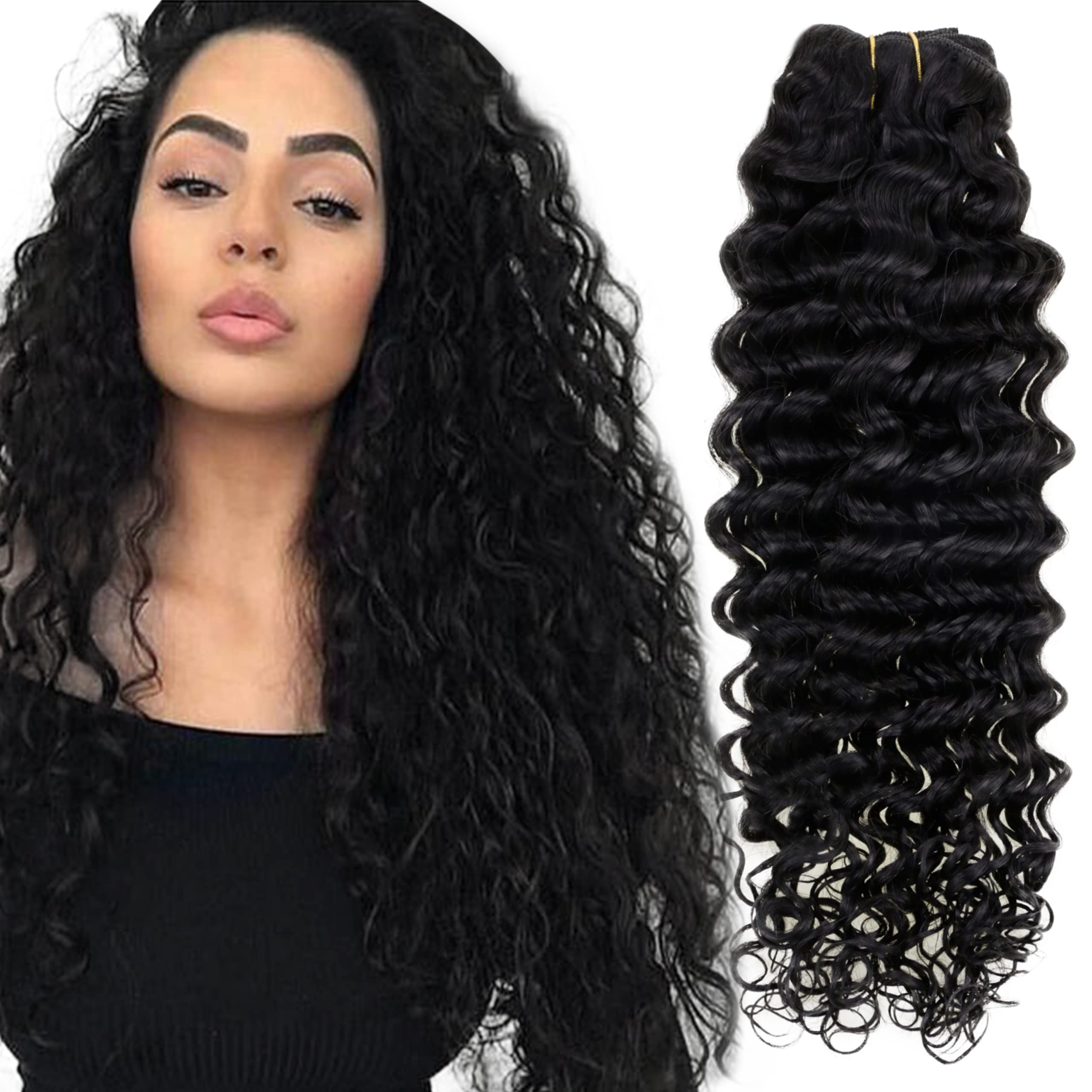Hetto Curly Clip In Human Hair Extensions Full Head Natural Black Clip In Hair Extensions Remy Hair Water Wavy Clip On Extension