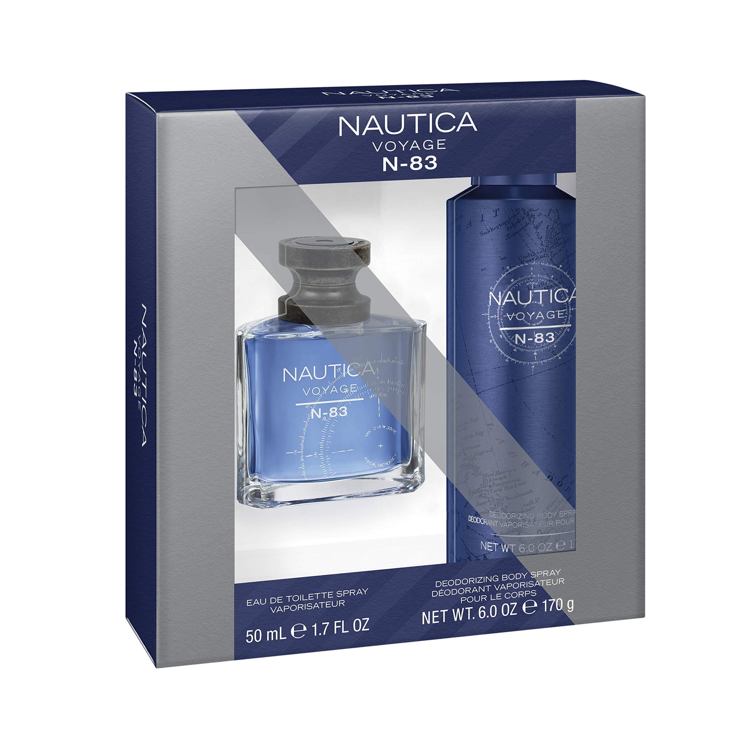 Nautica Voyage N83 2-Piece Gift Set With 1.7-Ounce Eau De Toilette And 6-Ounce Body Spray, Total Retail Value $40.00