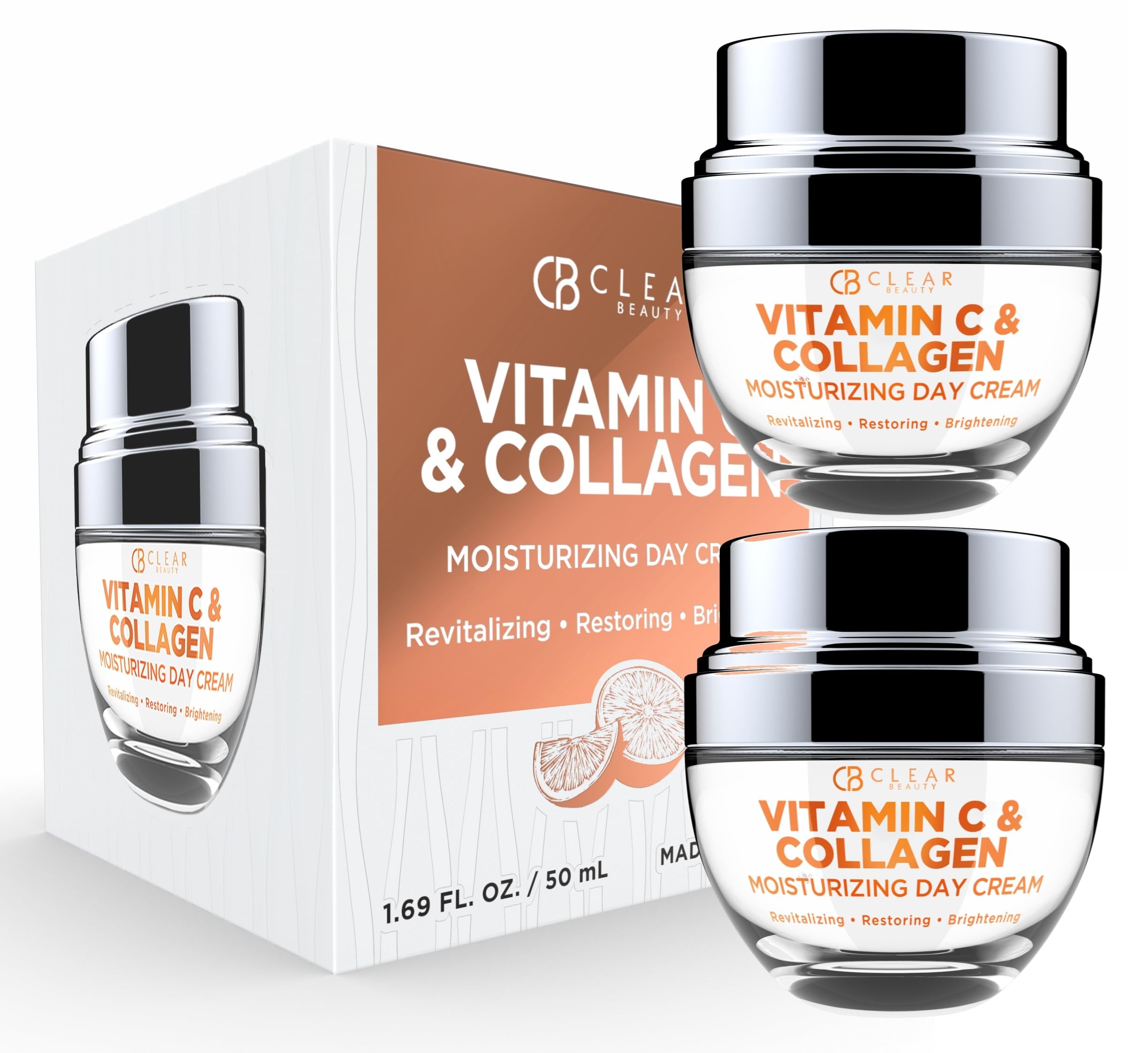 Clear Beauty Vitamin C & Collagen Daily Face Moisturizer - Dermatologist Tested, Restores & Brightens Skin Tone, Firming, Anti-A