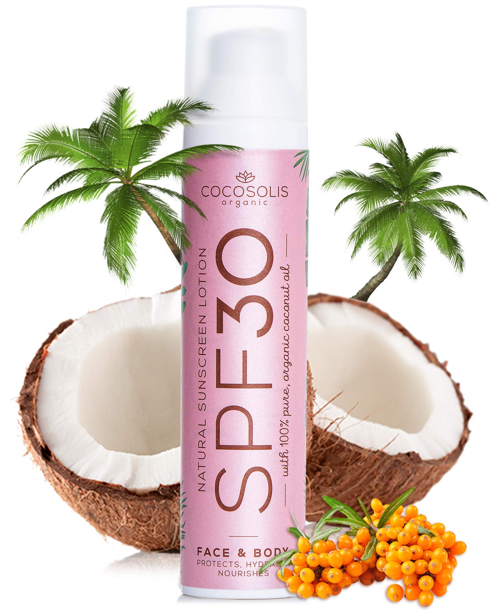 COCOSOLIS Natural Sunscreen Lotion SPF 30 | Effective UVA and UVB protection | Nourished & Hydrated Skin | For Face & Body | Min