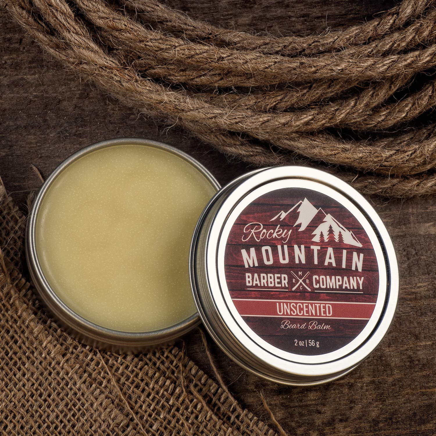 Rocky Mountain Barber Company Beard Balm - Classic Unscented - 100% Natural - Premium Wax Blend With Nutrient Rich Bees Wax, Joj