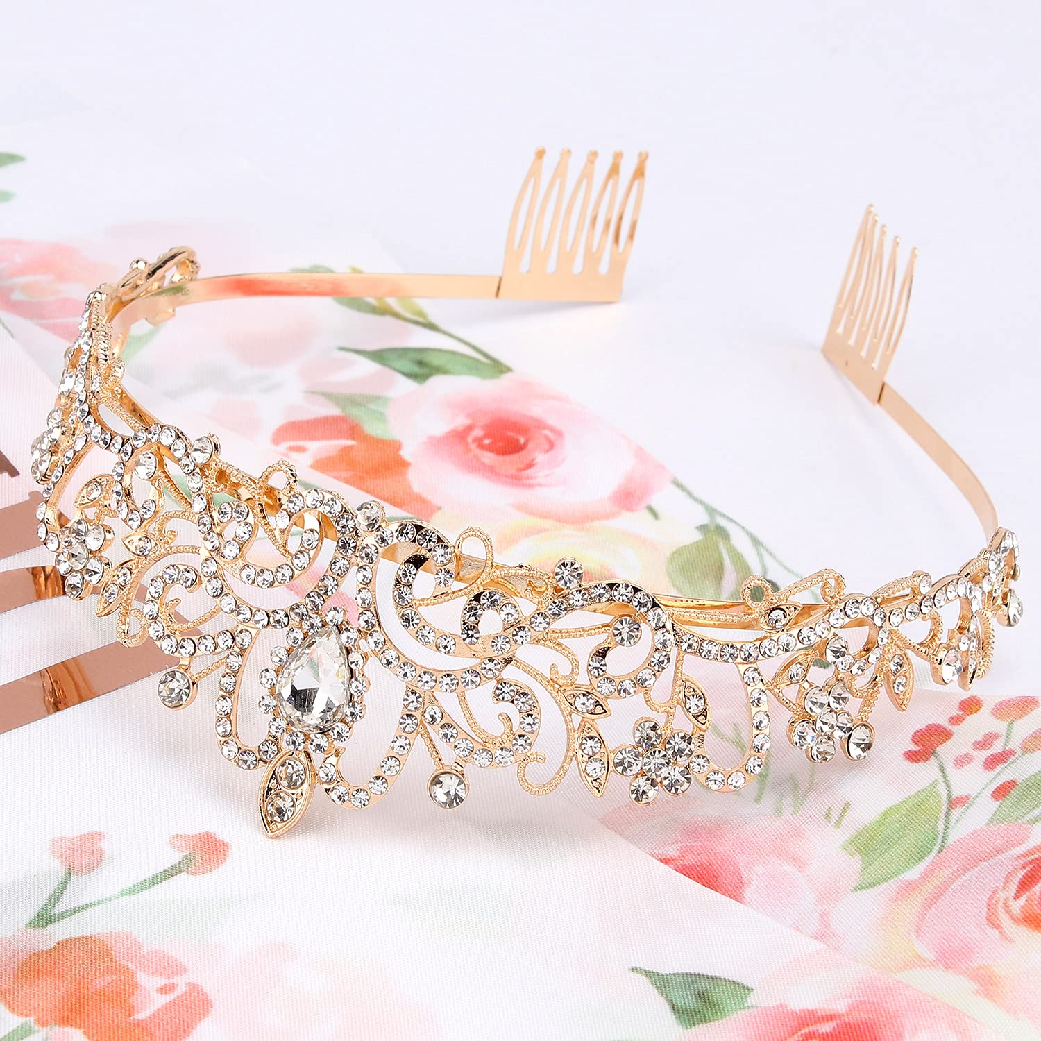 'Birthday Queen'' Sash & Crystal Tiara Kit Cocide Birthday Gold Tiara And Crowns For Women Sash For Girls Pink Birthday Decorat