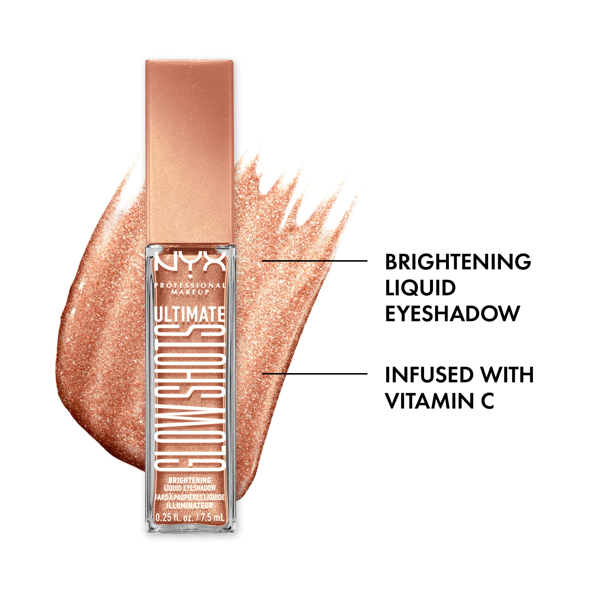 Nyx Professional Makeup Ultimate Glow Shots, Liquid Eyeshadow, Long-Lasting Shimmer Eye Shadow With Vitamin C - Twisted Tangerin