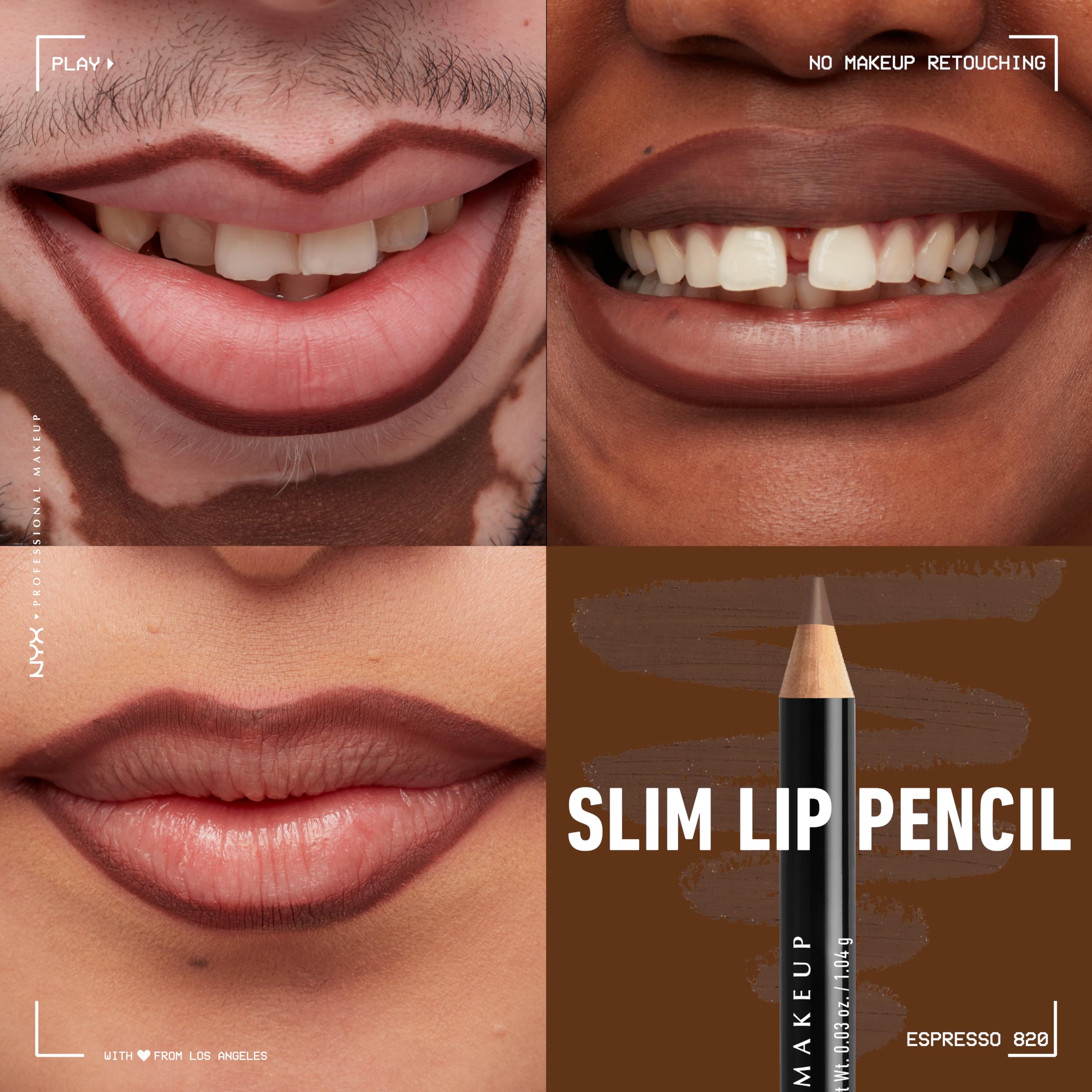 Nyx Professional Makeup Slim Lip Pencil, Long-Lasting Creamy Lip Liner - Espresso