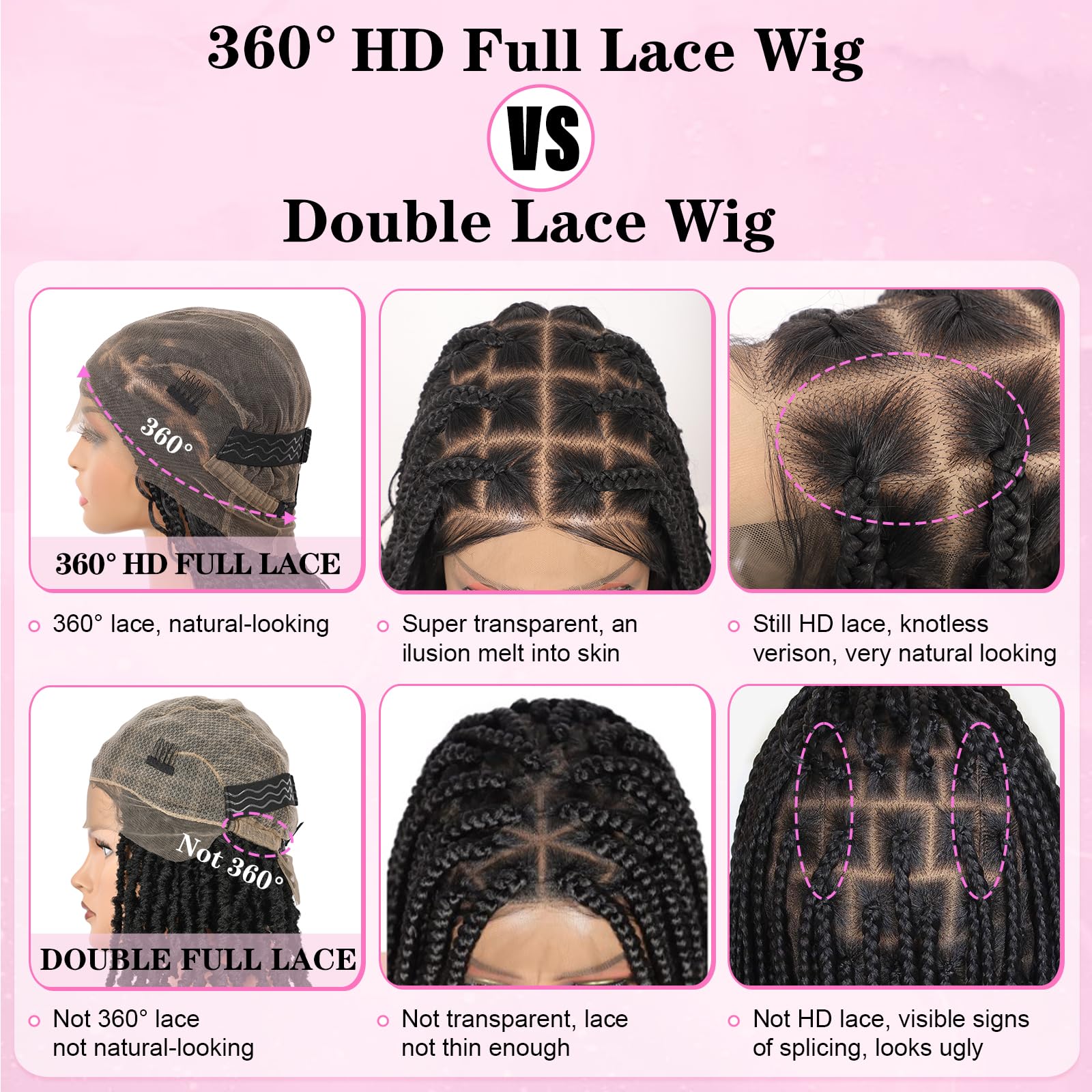 Kalyss 360 Hd Full Lace Boho Braided Wigs For Women Box Braid Wig With Curly Ends Knotless Braided Wigs With Baby Hair Human Hai