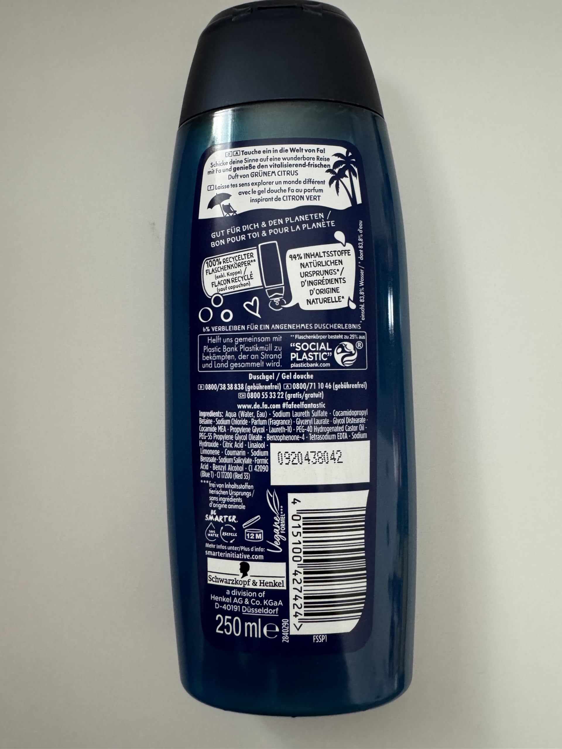 Fa Mens Shower Gel Active Sport Ginkgo 250 Ml