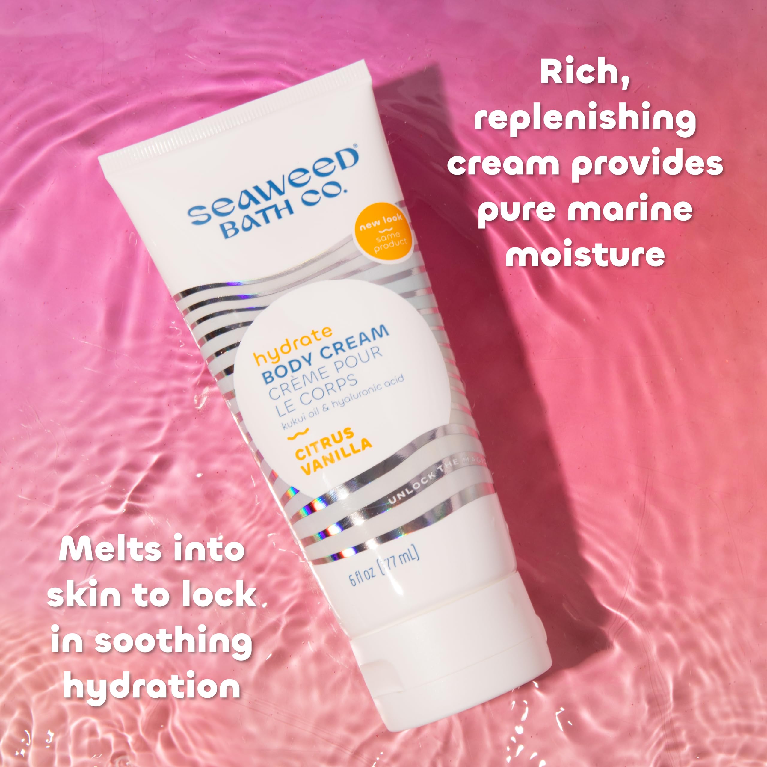 Seaweed Bath Co. Hydrate Body Cream, Citrus Vanilla Scent, 6 Ounce, Nourishing Hand & Body Lotion Moisturizer For Dry Skin, With