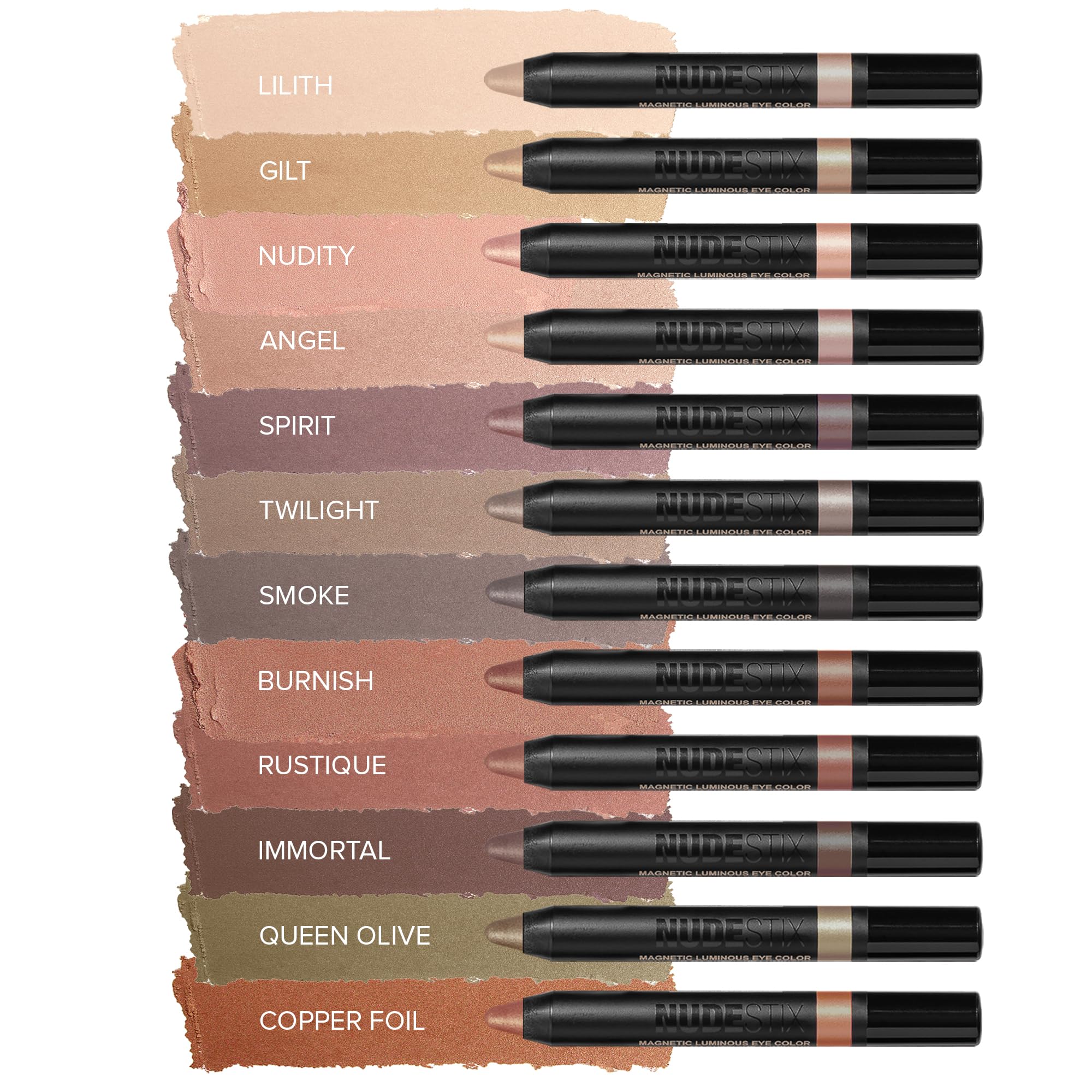 Nudestix Magnetic Luminous Eye Color Pencil, Eyeshadow + Eyeliner + Eyelid Primer + Highlighter Stick, Satin Finish Cream Makeup