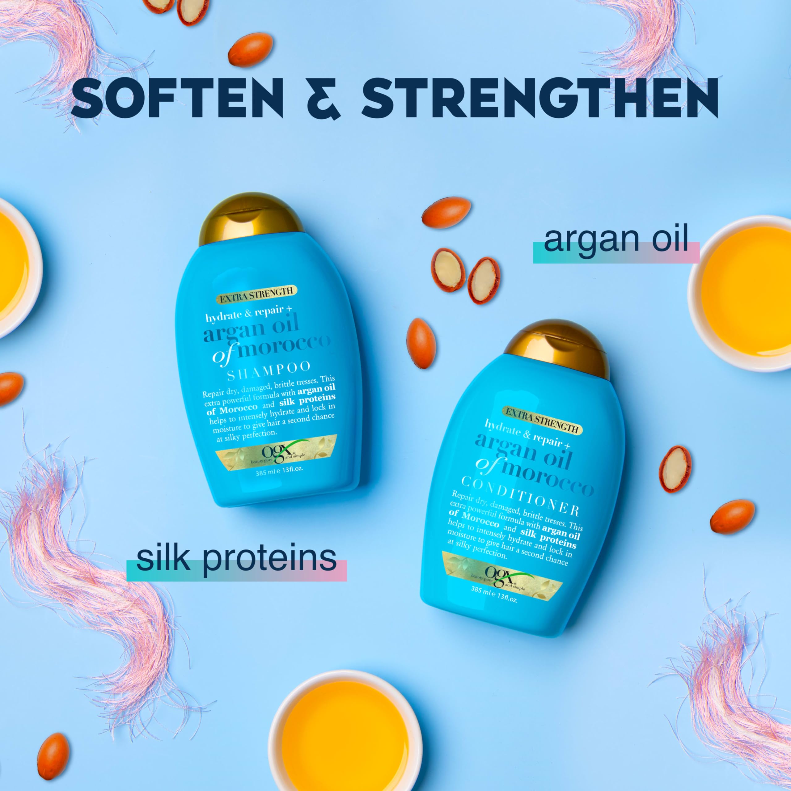 OGX Extra Strength Hydrate & Repair Conditioner with Argan Oil of Morocco for Dry, Damaged Hair, 13 Fl Oz