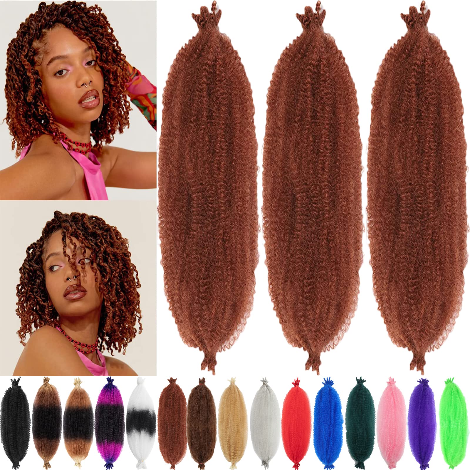 3 Packs Springy Afro Twist Hair 10 inch 350# Pre-Separated Marley Twist Braiding Hair Soft Synthetic Crochet for Distressed Faux