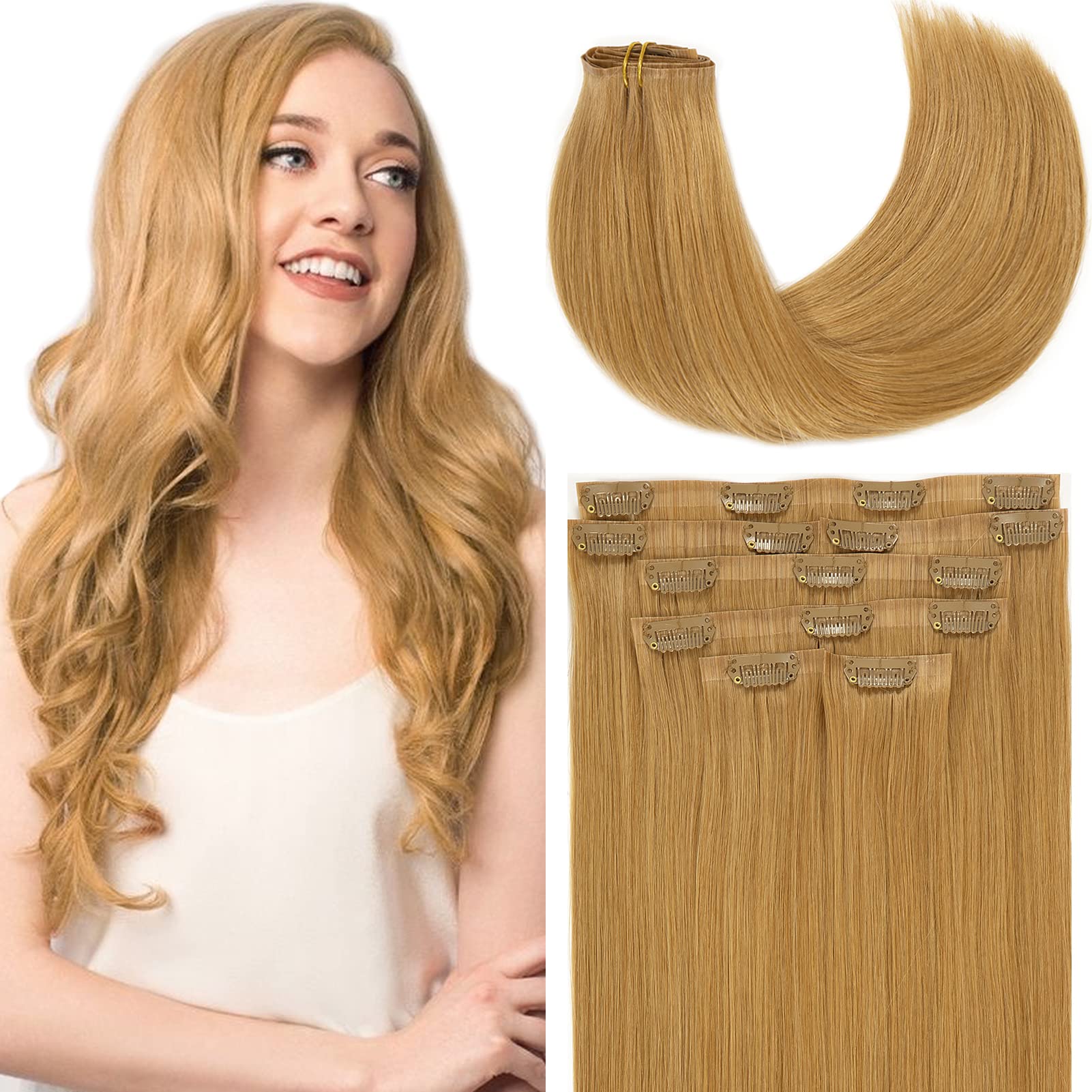 Seamless Hair Extensions Clip In Human Hair Ultra-Thin Tape Weft With Clips Blonde Clip In Hair Extensions New Technology Ultra