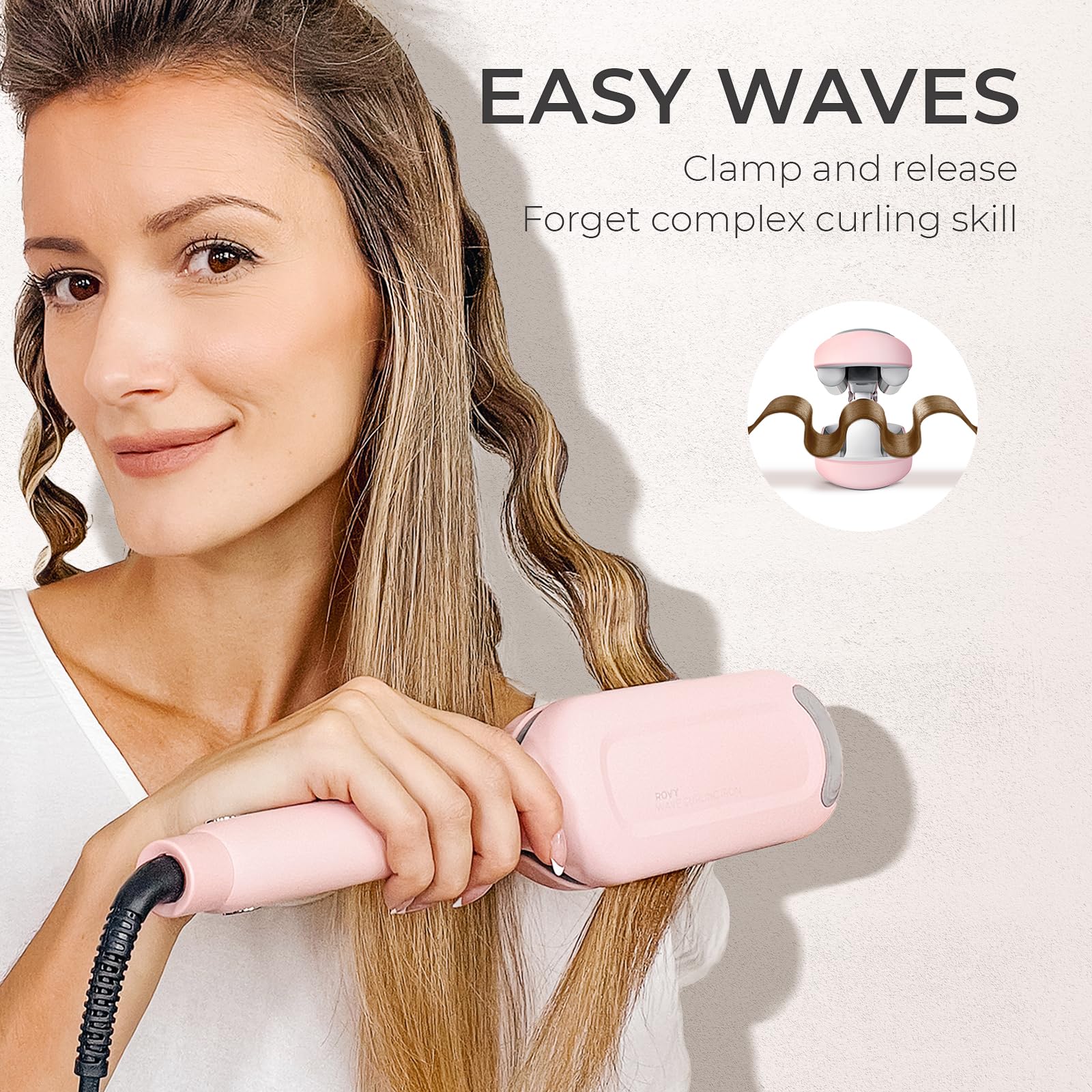 Hair Crimper Waver Hair Tool - TYMO ROVY Deep Waver Curling Iron, Ionic Beach Waves Curling Wand with Ceramic Tourmaline Barrel
