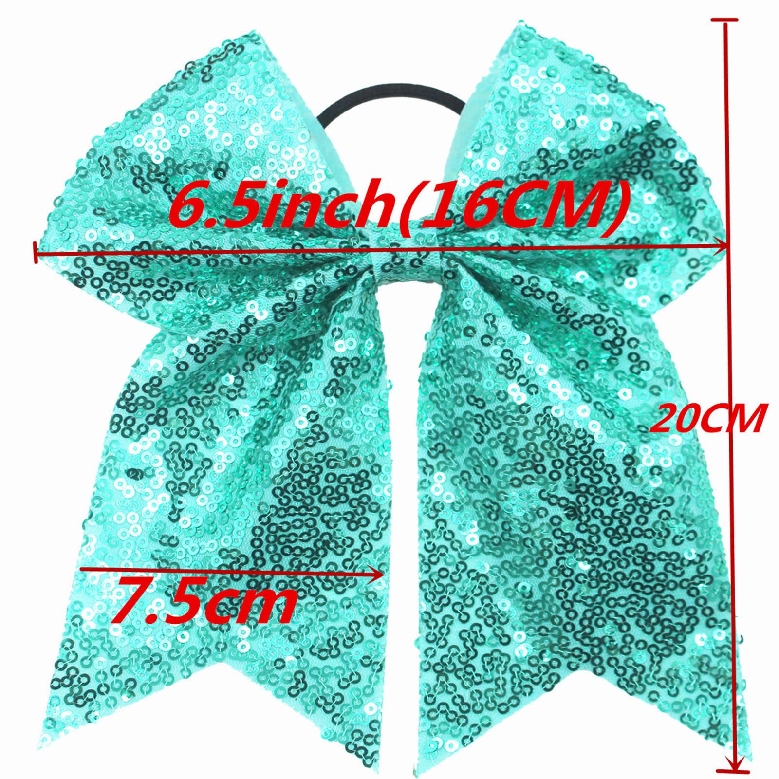 Xansema 6.5 Inches Sequins Hair Bows Elastic Hair Tie Ribbon Large Cheer Bow Ponytail Holder Hair Band For Women Girls Kids Teen