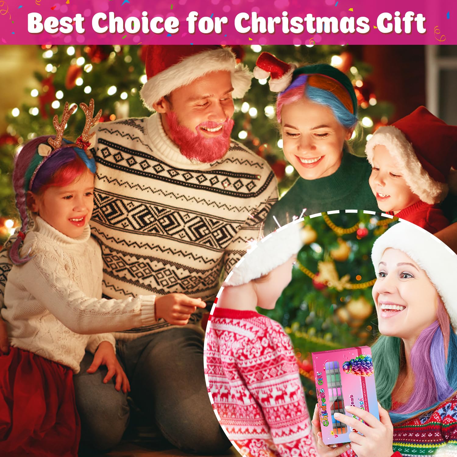 New Hair Chalk Comb Temporary Hair Color Dye For Girls Kids, Washable Hair Chalk For Girls Age 4 5 6 7 8 9 10-12 Birthday Christ