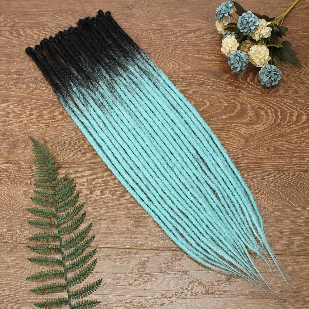Kraler 24 inch 40 Strands Thick Dreadlock Extensions, SE Mint Green Crochet Dreadls Extensions of Synthetic Hair 1cm Width Hip H