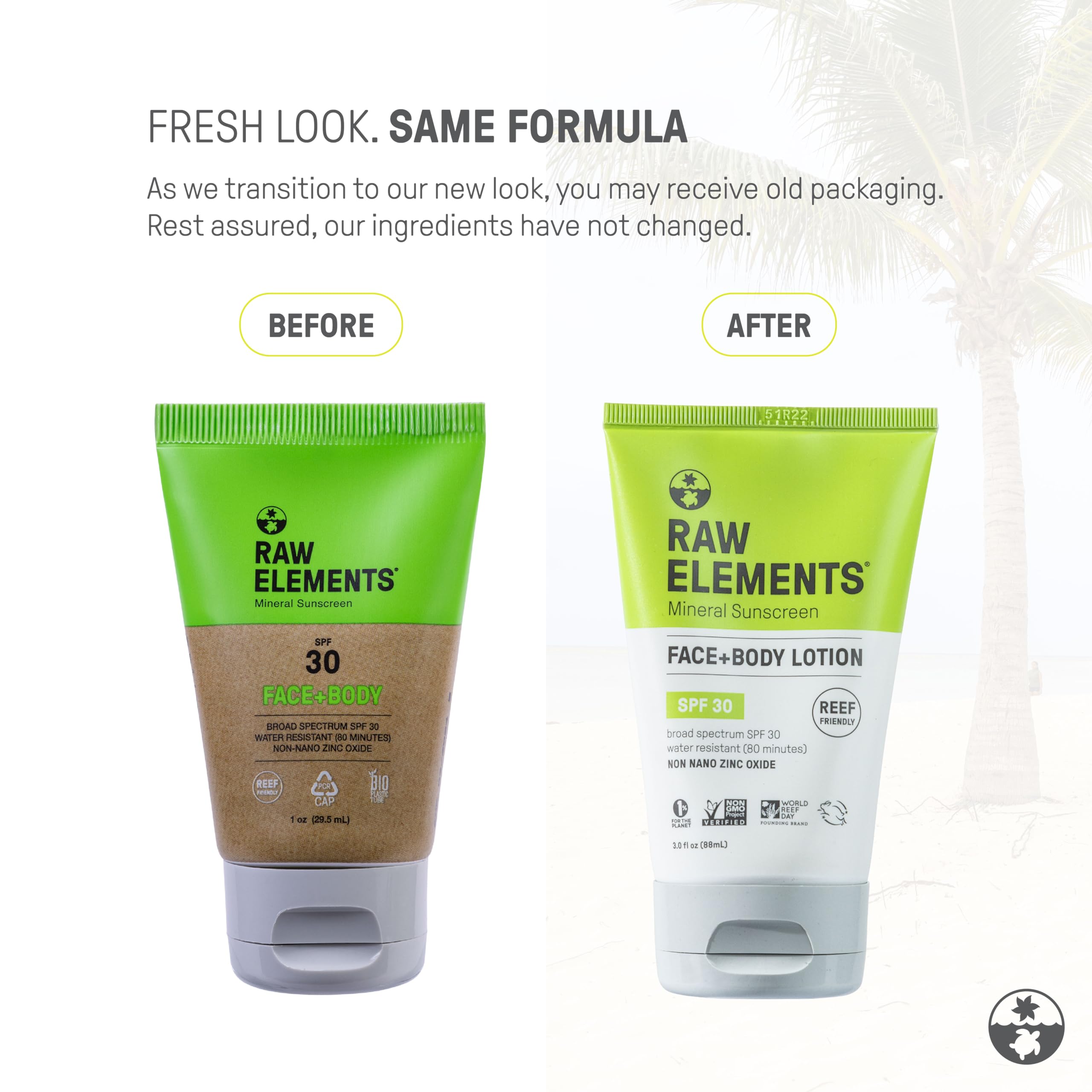 Raw Elements Face And Body Mineral Sunscreen Spf 30 Tube, Organic Sunblock Daily Protection, Non Toxic Reef Safe, Water Resistan