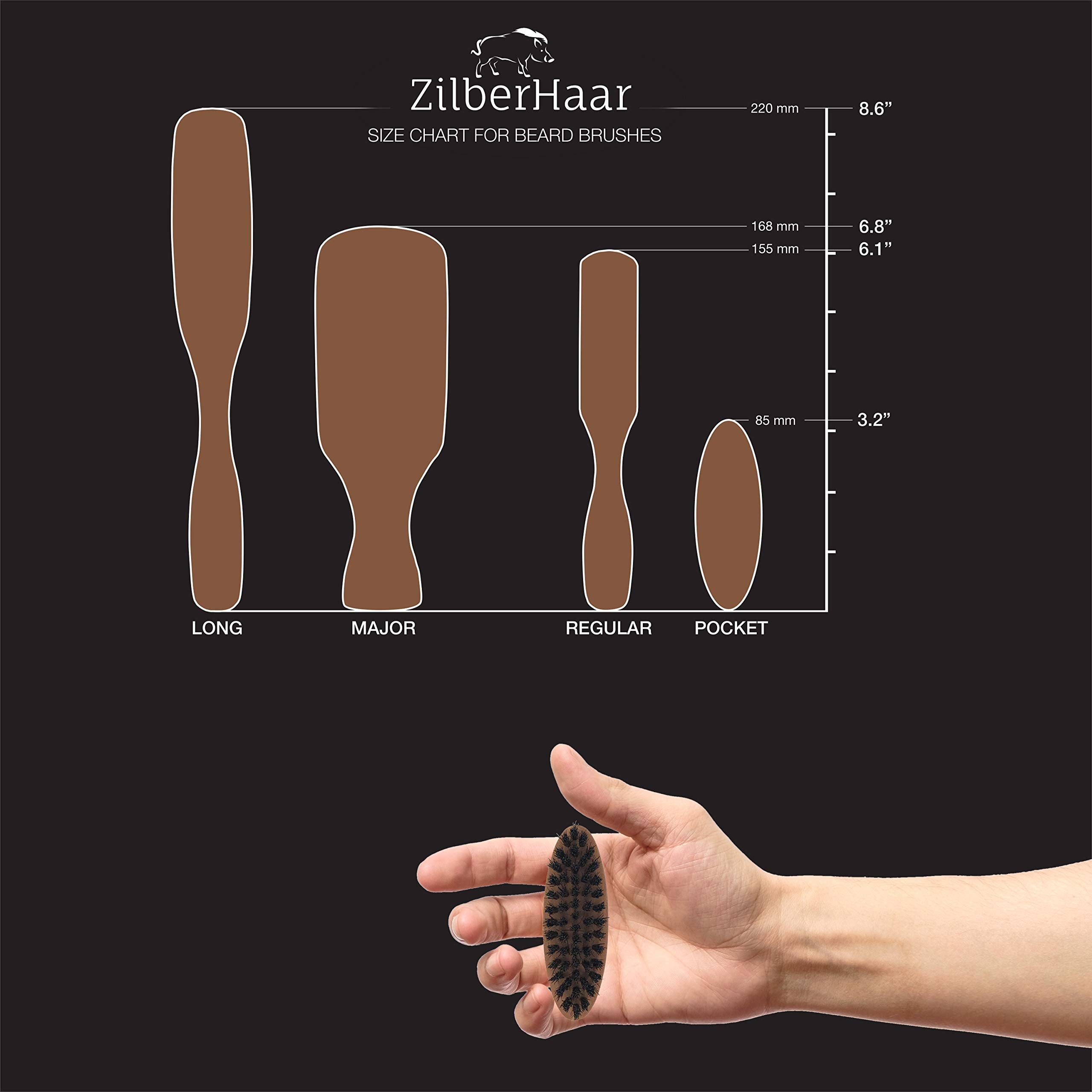 Zilberhaar - Pocket Mustache And Beard Brush - Soft Boar Bristles And Pearwood - Perfect Beard Grooming Tool For Men - Relieves