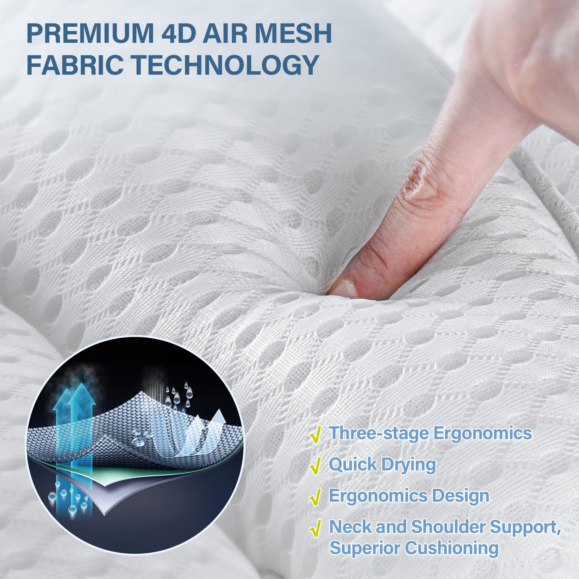 Bath Pillow Bathtub Pillow For Tub Luxury Bath Tub Pillows For Tub Neck And Back Support With 4D Air Mesh Fabric And 8 Strong Po
