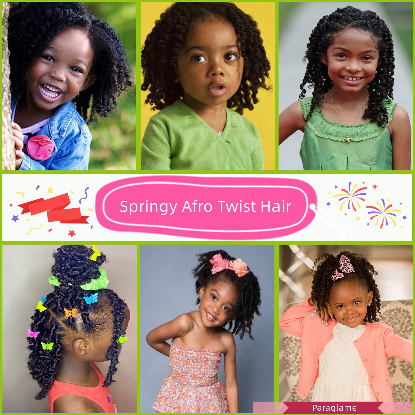 Spring Twist Hair 8 Inch Marley Twist Braiding Hair 8 Packs For Kids, Kinky Twist Hair, Pre Fluffed Soft Butterfly Locs, Springy