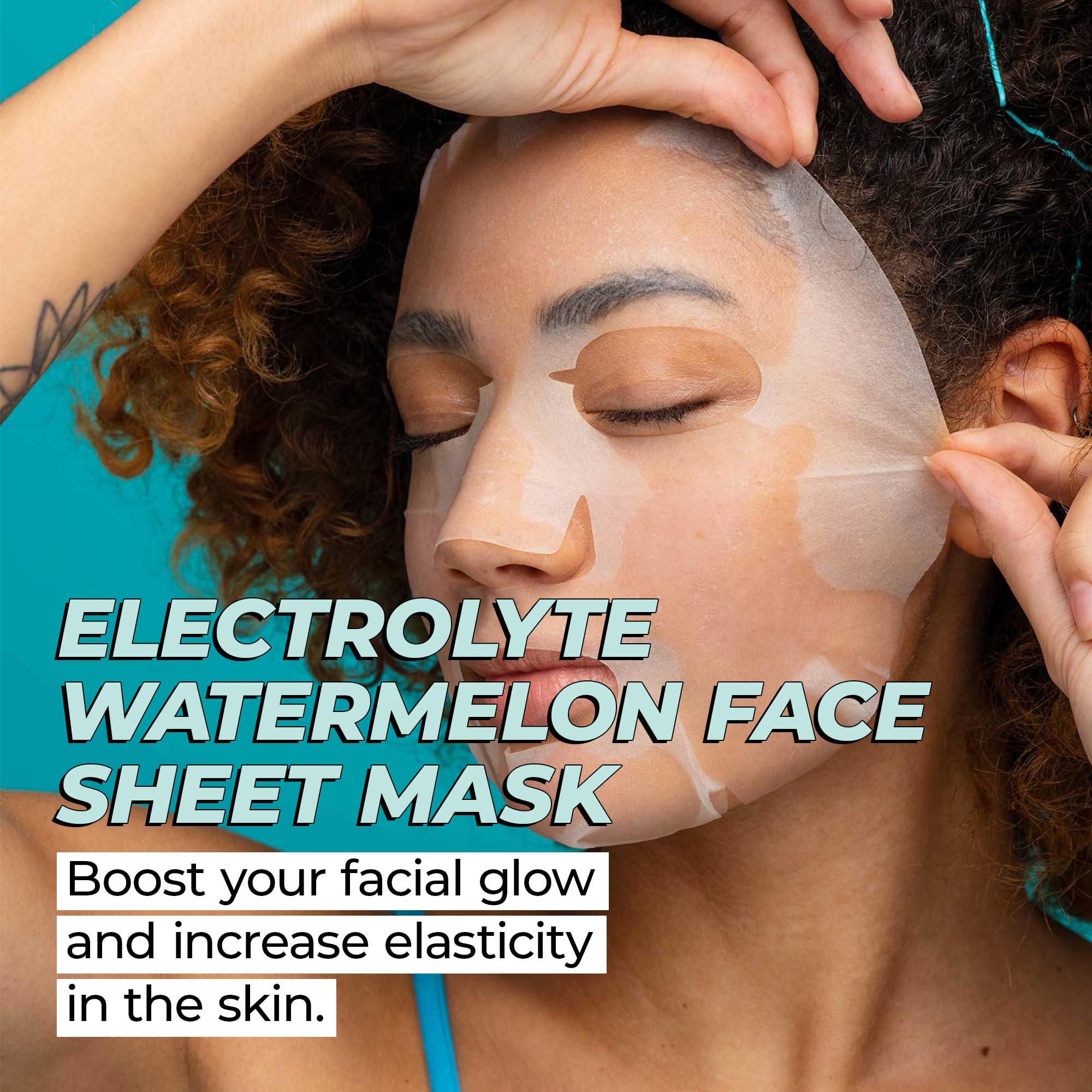 Vitamasques Electrolyte Watermelon Face Sheet Mask, 7 Pack, Boosts Skin Elasticity, Hydrating, Moisturizing, Plant-Based, Vegan-