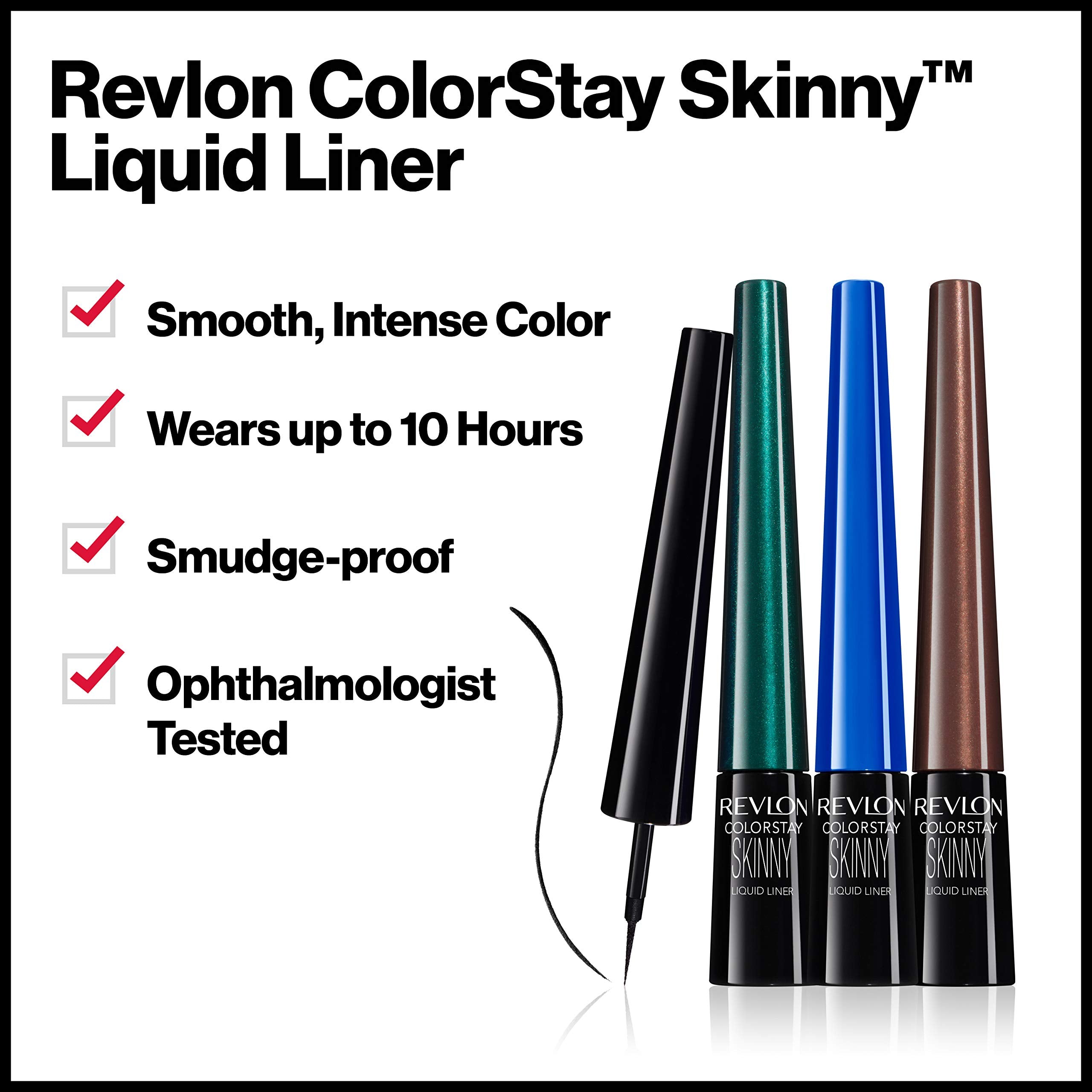 Revlon Skinny Liquid Eyeliner, Colorstay Eye Makeup, Waterproof, Smudge-Proof, Longwearing With Ultra-Fine Tip, Black Out, 0.08