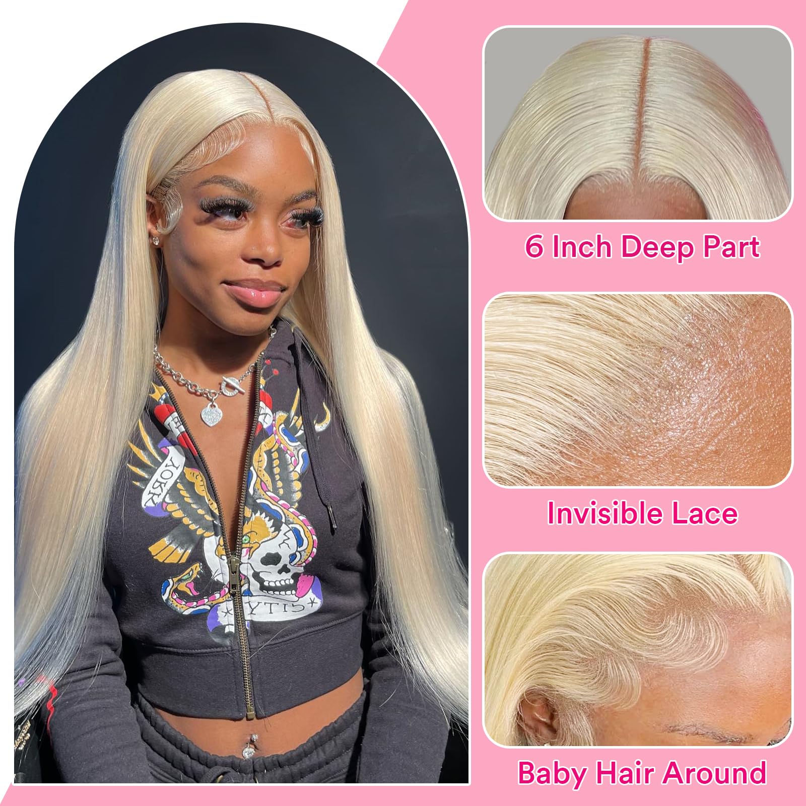 34 Inch 613 13X6 Lace Front Wig Human Hair 200 Density Blonde Wig Pre Plucked Bleached Knots With Baby Hair Straight 613 Lace Fr