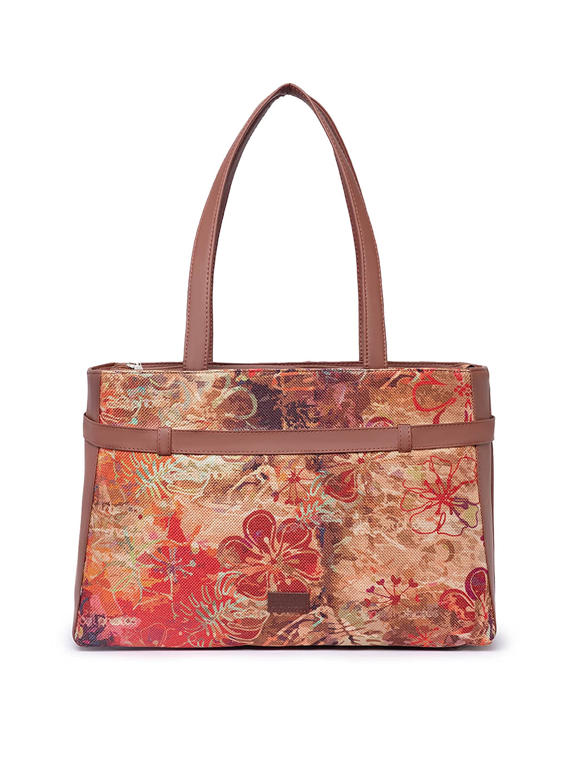 Zouk Flolov Abstract Printed WomenS Jute Handcrafted Vegan Leather Multicolor Statement Office Shoulder Bag