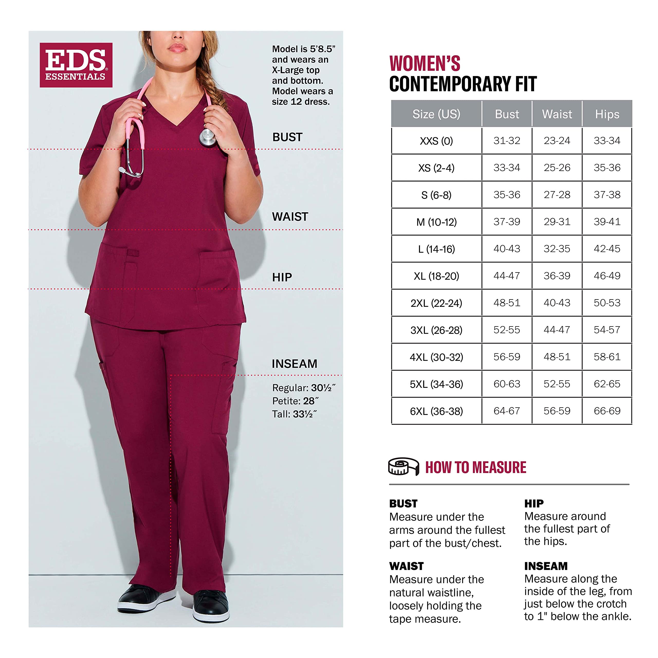 Dickies EDS Essentials Scrubs, V-Neck Womens Tops with Four-Way Stretch and Moisture Wicking DK615, XL, White