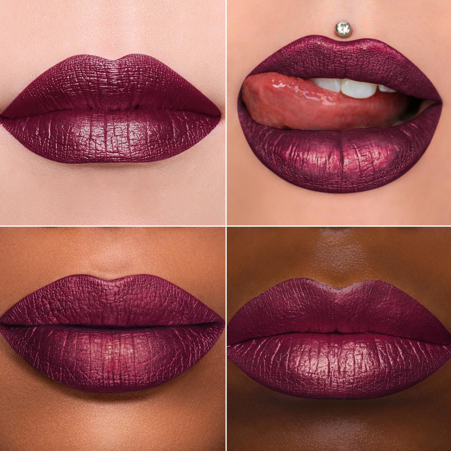 MAKI YIKA Metallic Dark Purple Lipstick, Long Lasting, No Smudge, 1 oz, BR16 Last Kiss