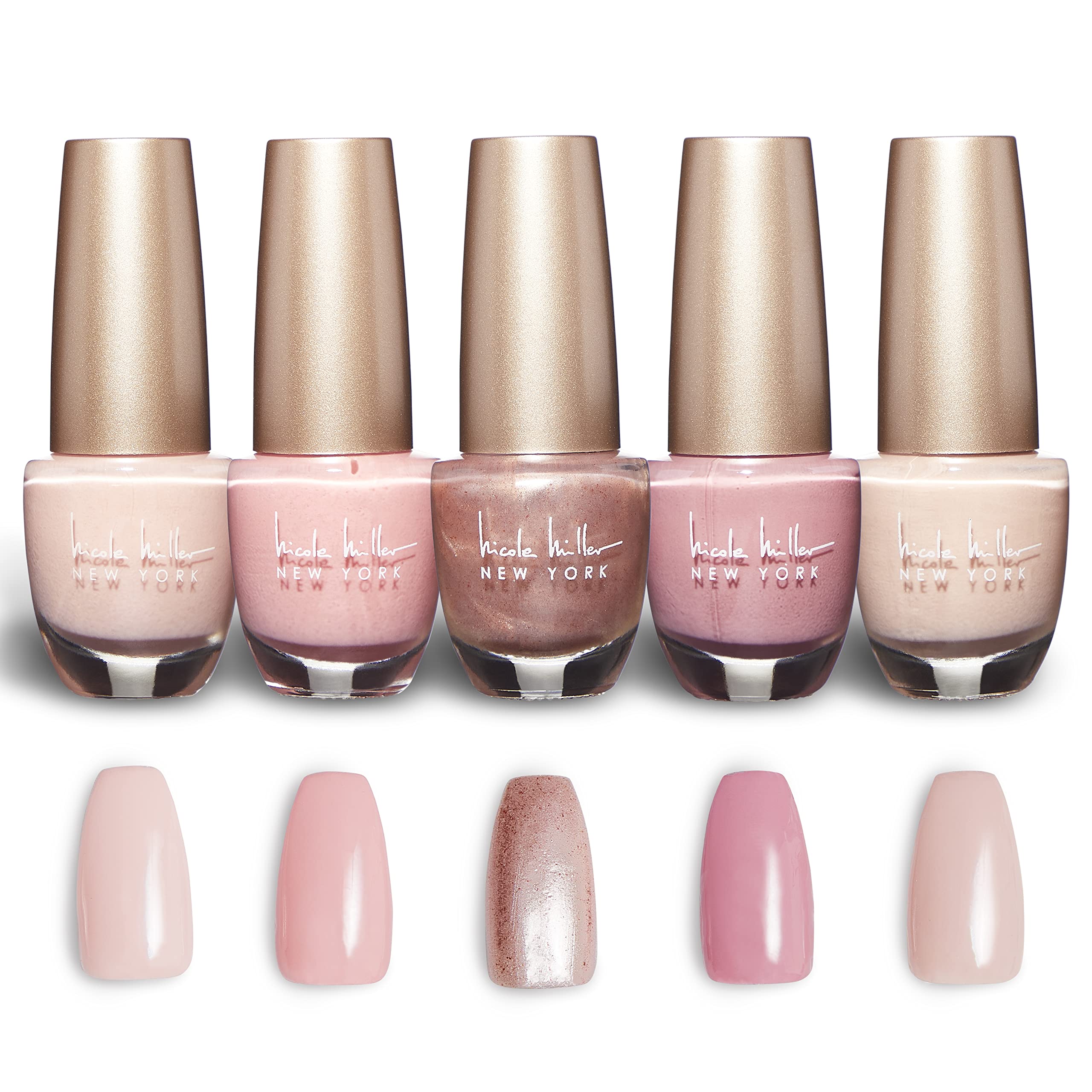 Nicole Miller Nail Polish Collection - Unique Glossy And Shimmery Colors For Women And Girls, Rose Golds
