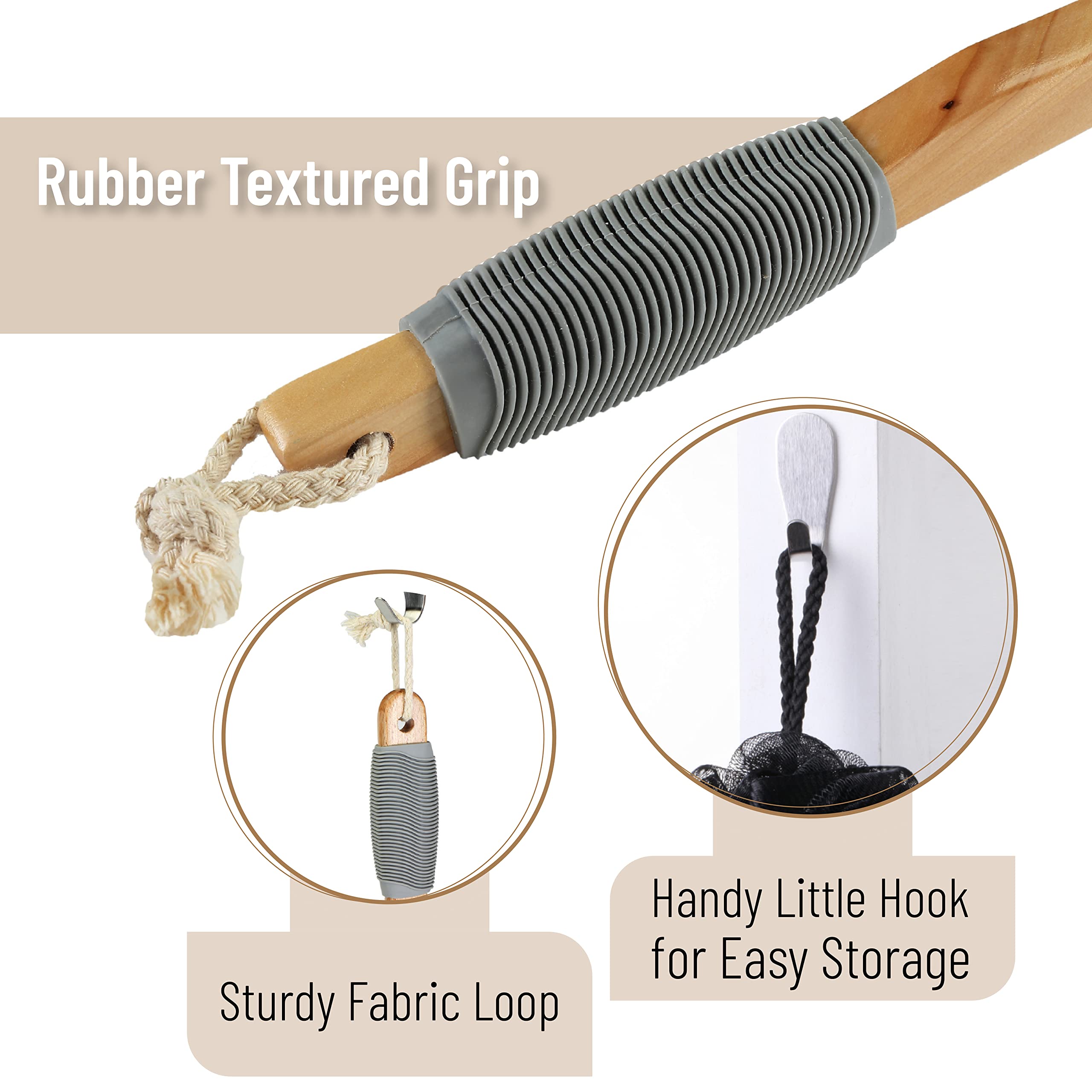 Slick- Loofah With Handle, Loofah Back Scrubber, Back Loofah, Loofah Brush With Long Handle, Loofah On A Stick, Shower Loofah Wi