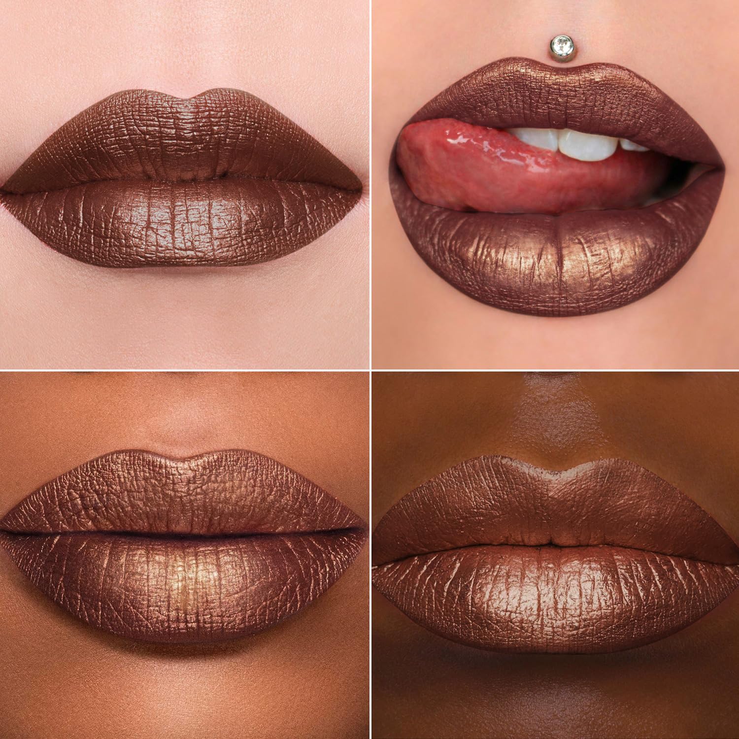 Maki Yika Brown Lipstick For Women Metallic Lipsticks Glitter Long Lasting Lipstick No Smudge No Transfer Liquid Lip Gloss (Br04