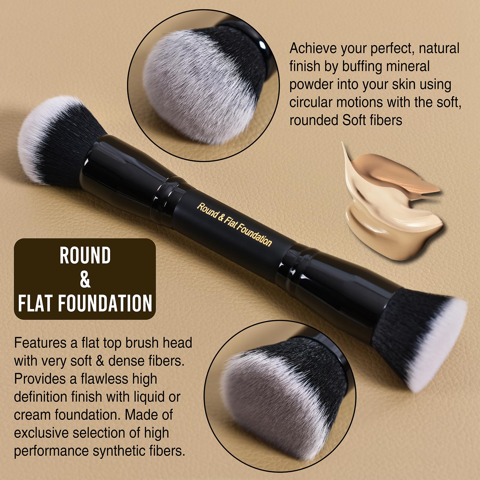 Loryp Foundation Brush Contour Bronzer Brush Double Ended Kabuki Brush For Blending Liquid Powder Concealer Cream