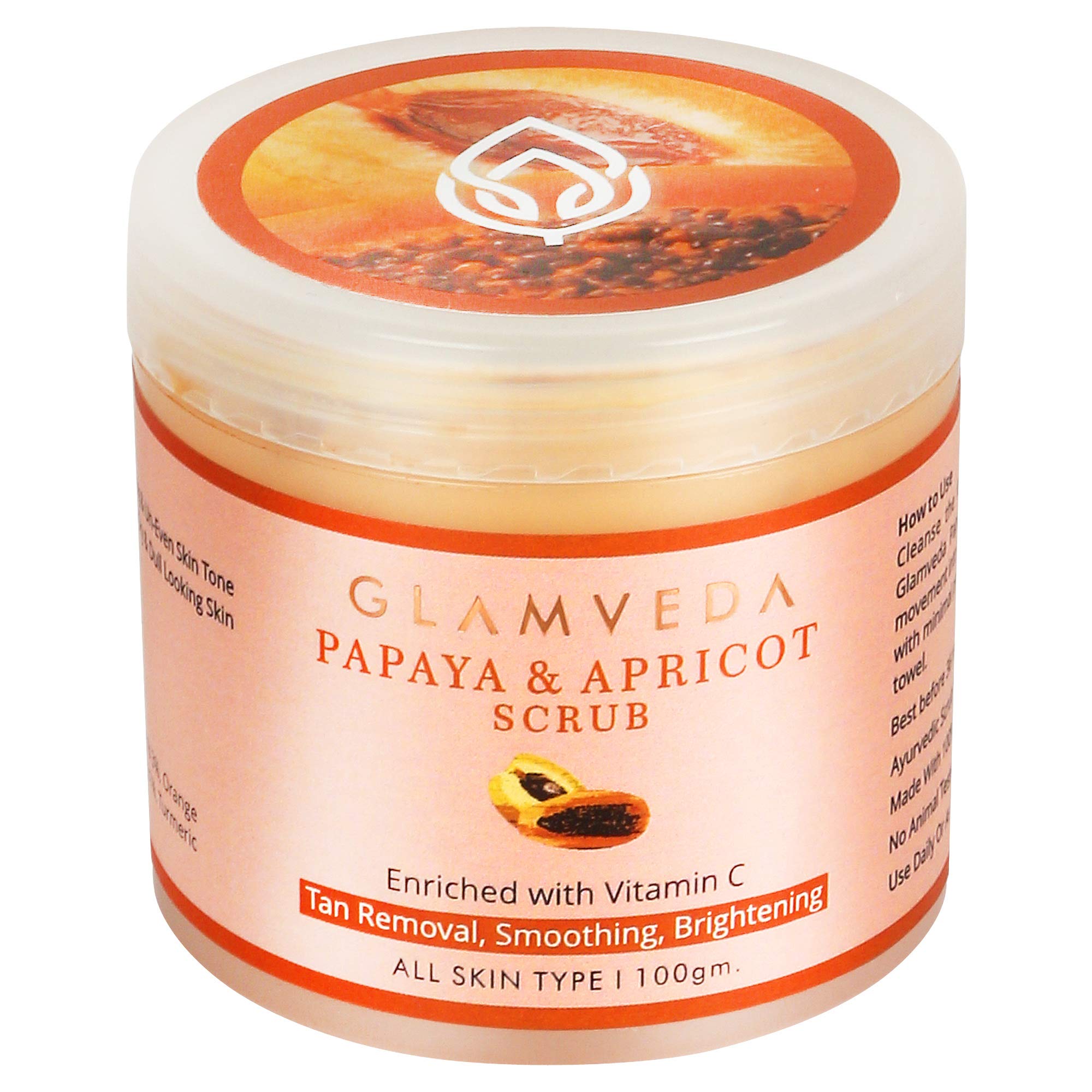 Glamveda Papaya & Apricot Exfoliating Face Scrub | Cream-Based Natural Exfoliant For Smooth, Refreshed Skin (100G)