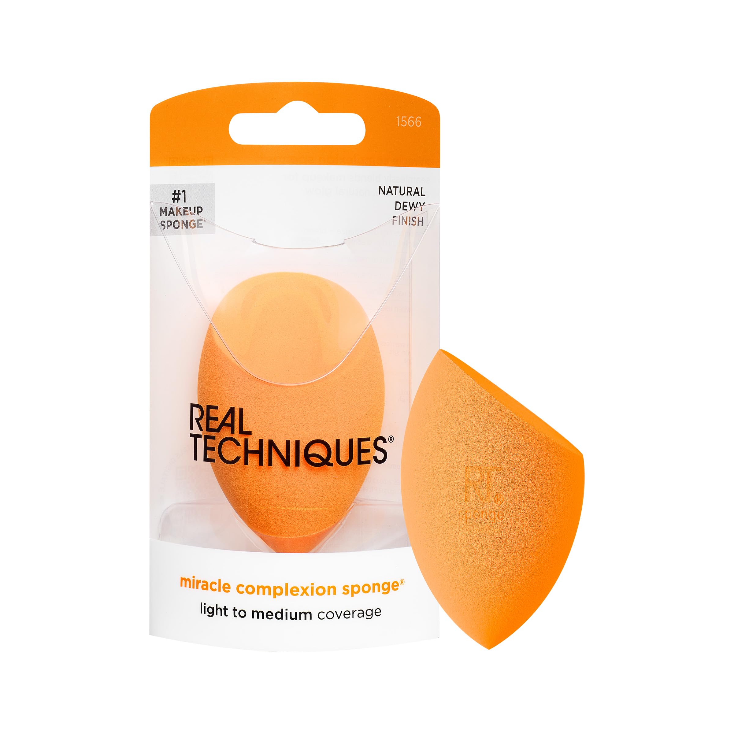 Real Techniques Miracle complexion Sponge, Makeup Blending Sponge, For Foundation, Offers Light To Medium coverage, Natural, Dew