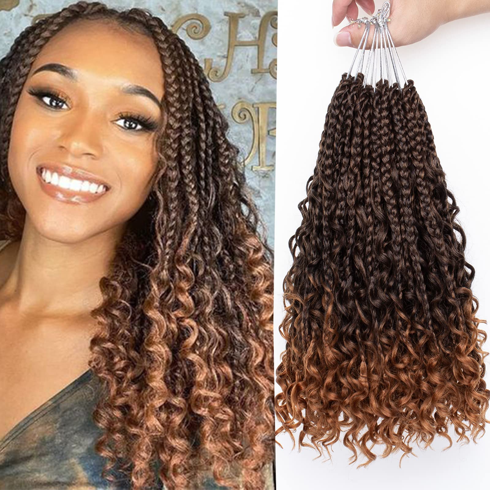 Unionbeauty 8 Packs Boho Box Braids Crochet Hair Goddess Box Braids Crochet Hair Curly Ends Kids Crochet Hair for Little Girls 1