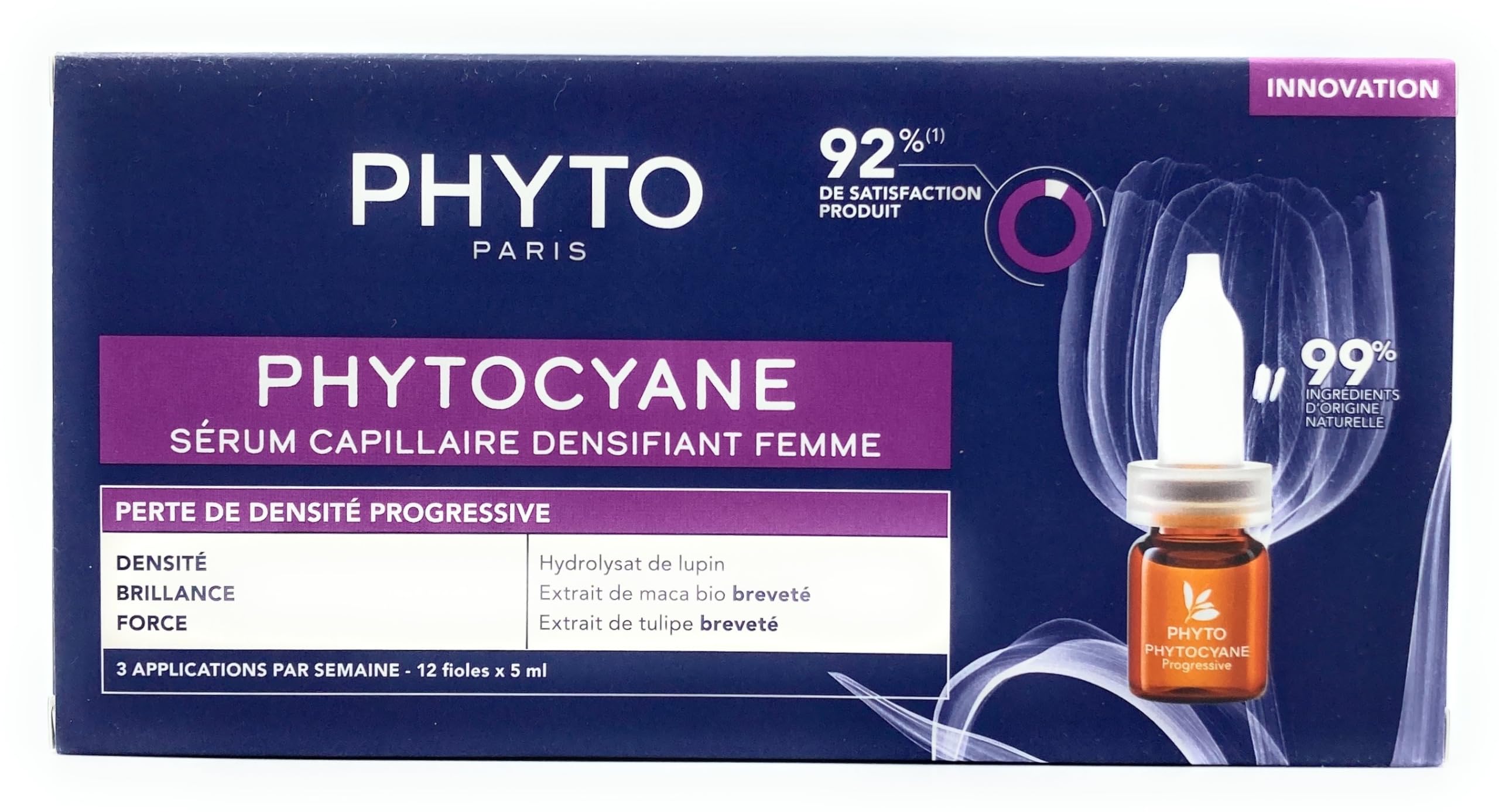 PHYTOCYANE Women Densifying Treatment for Progressive Hair Thinning, Aging, Menopause, Hereditary, 12 Vials x 0.169 fl.oz. (1 mo