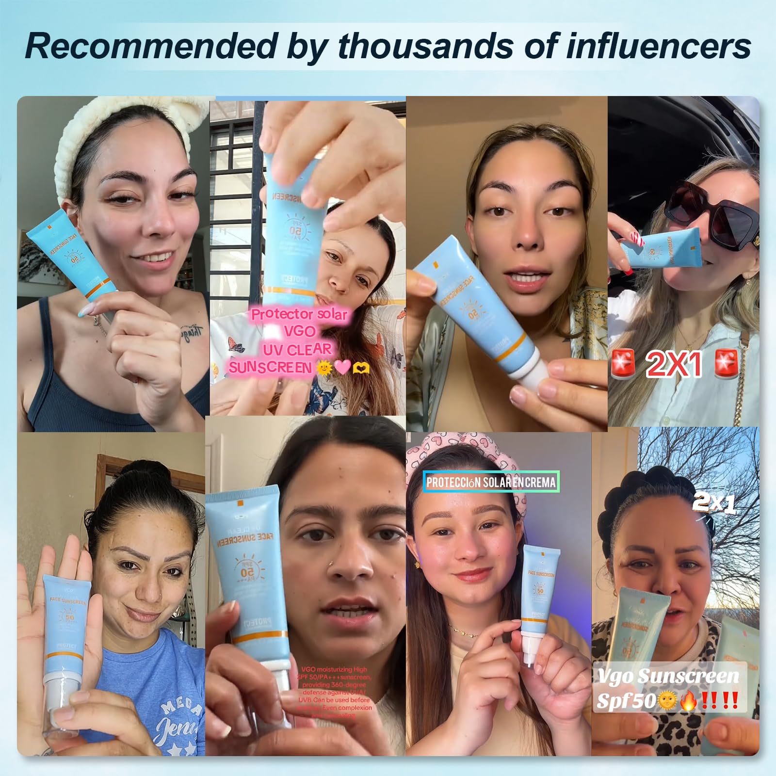 VGO Mineral Sunscreen for Face, Reef Safe Sunscreen, Oil-Free Face Moisturizer with SPF 50, Broad-Spectrum UVA/UVB Protection, L