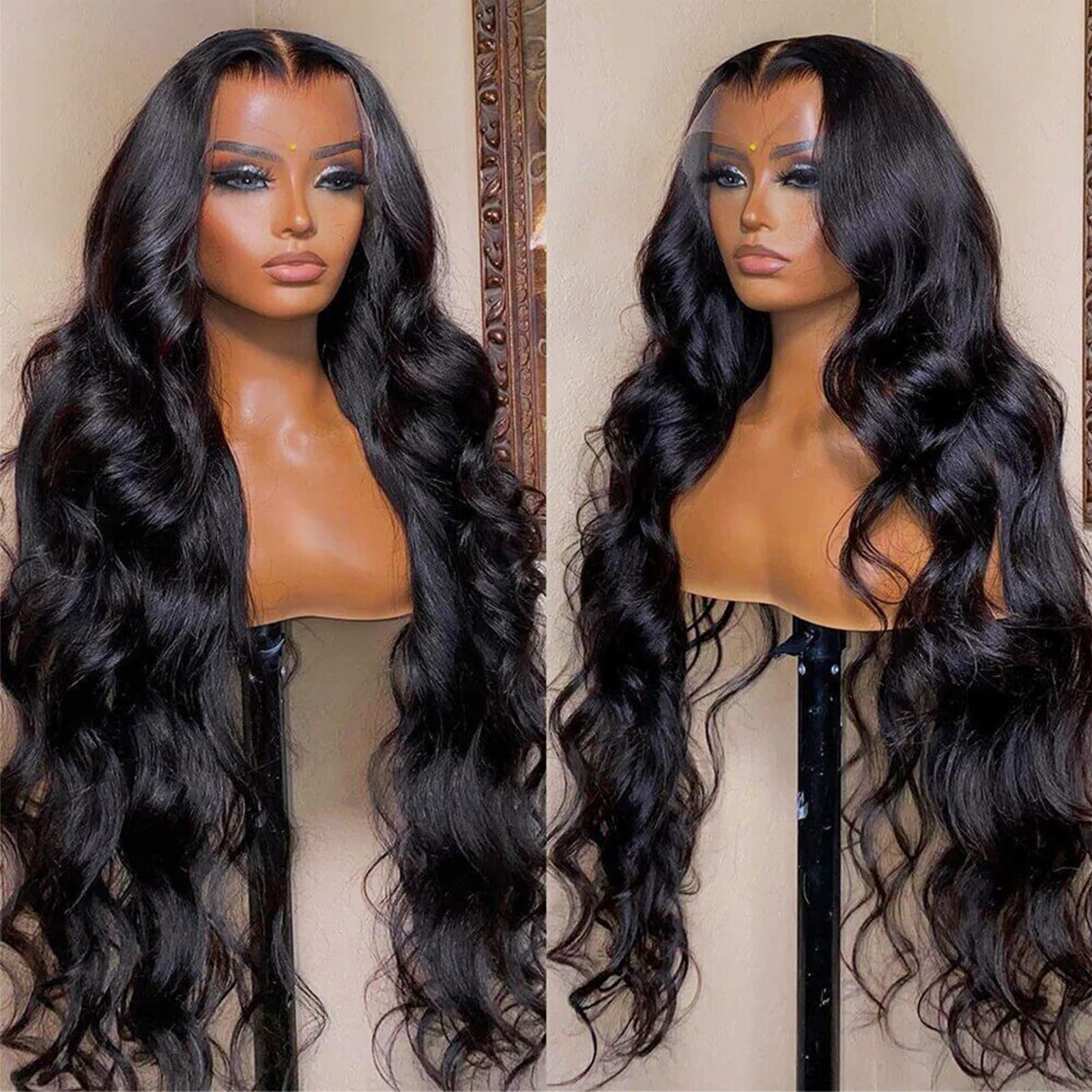 Lemoda 13X6 Full Lace Frontal Wig 180 Density Body Wave Lace Front Wigs Human Hair Transparent Lace Pre Plucked 12A Brazilian Vi