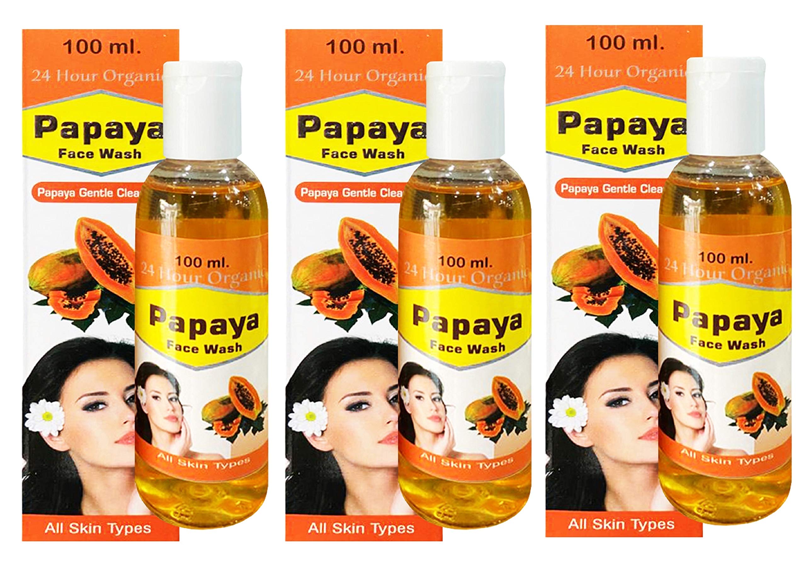 24 Hours Organic Papaya Flawless Skin Face Wash  Cleanse The Face  Refreshing The Skin  100Ml