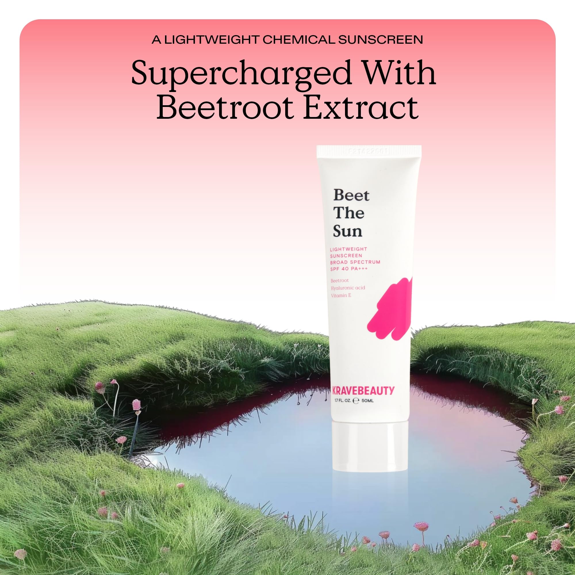 Kravebeauty Beet The Sun Spf 40 Pa+++ Broad Spectrum Sunscreen, Daily Non-Greasy Chemical Spf, No White Cast Or Pilling, For All