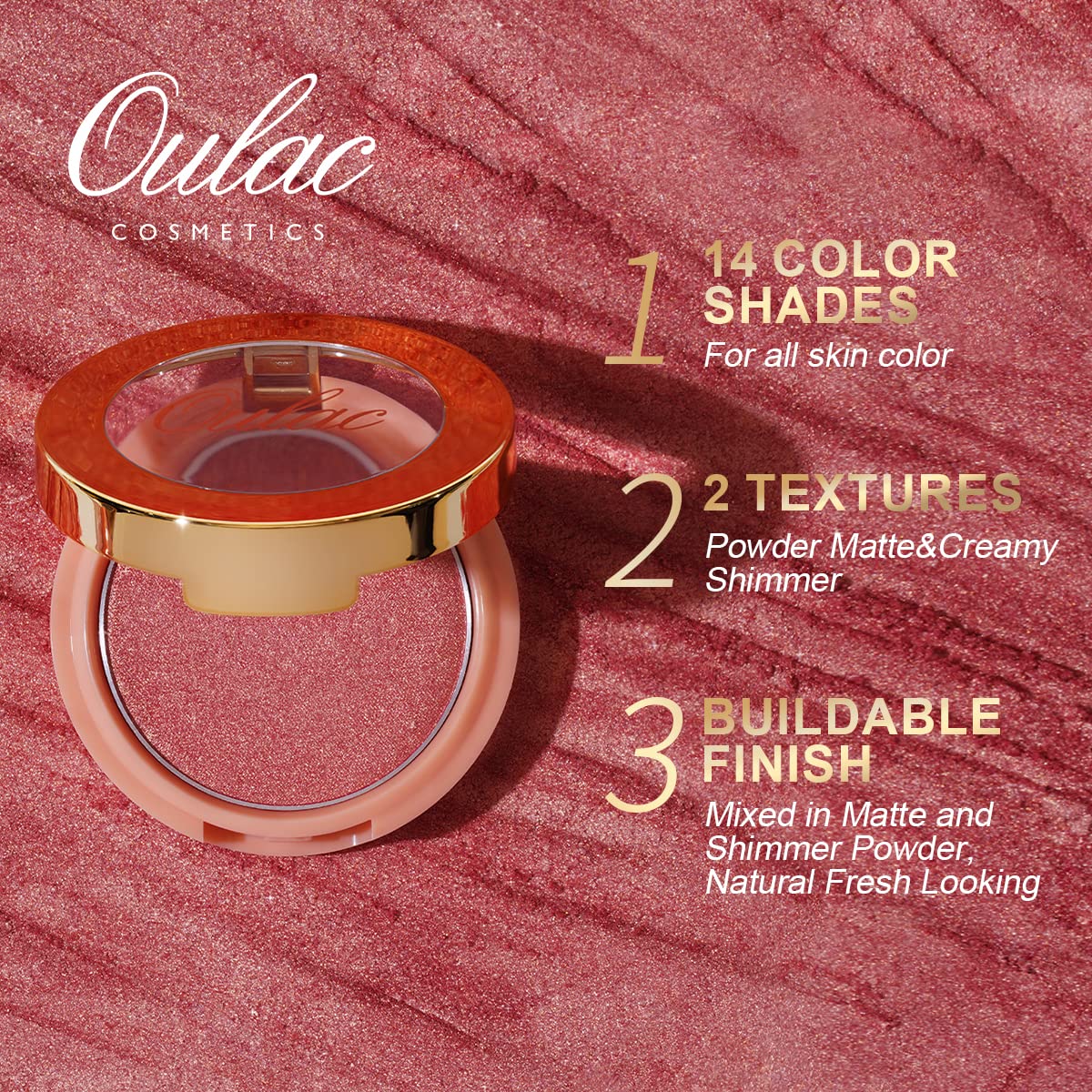 Oulac Plummy Brown Blush Makeup Powder| Rich Color Cream Blush Blendable| Natural Matte Tan Skin| Vegan &Cruelty-Free | 02 Cheek